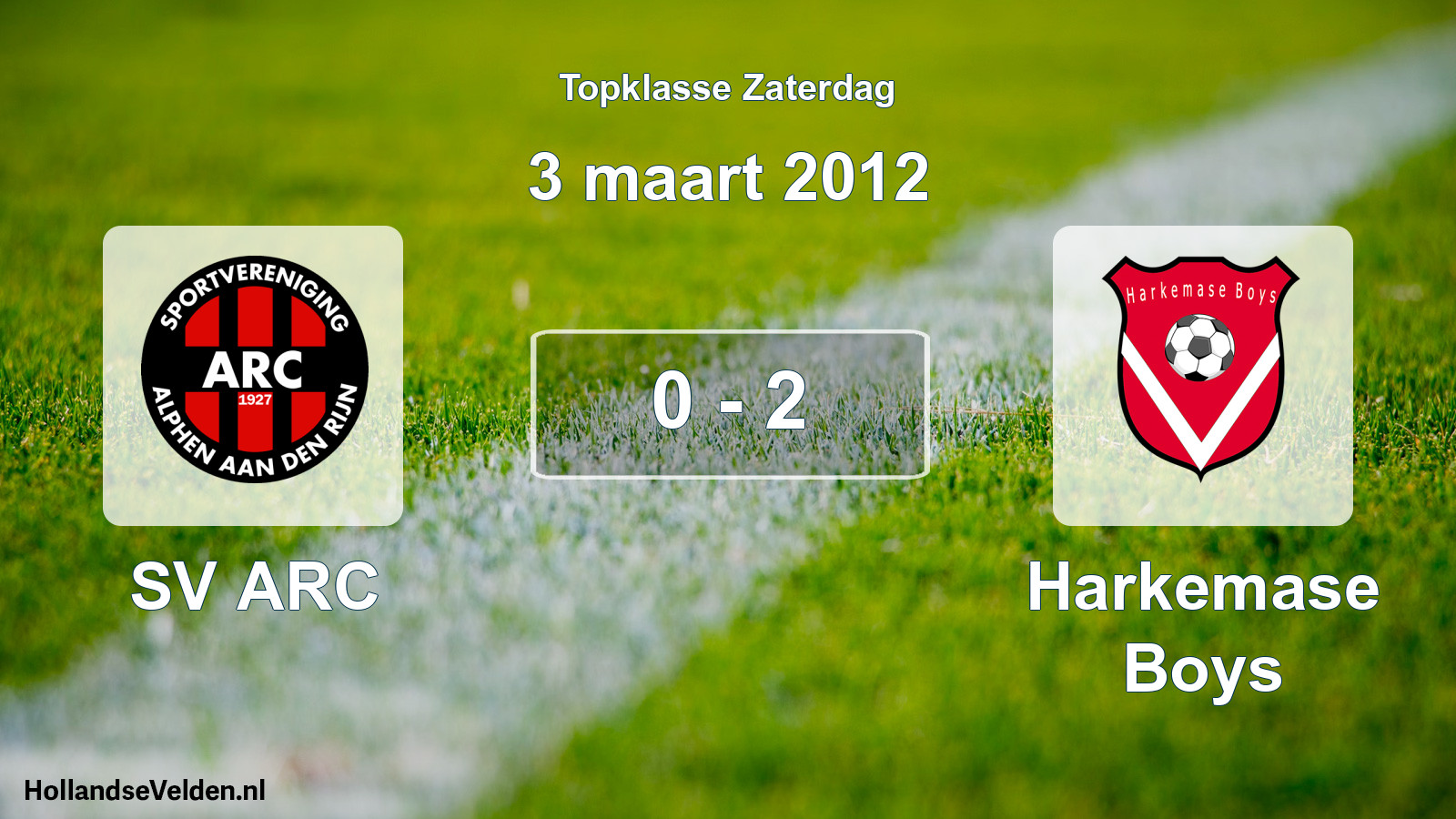 Total number of matches played: SV ARC - Harkemase Boys 0 - 2 (3 March 2012)