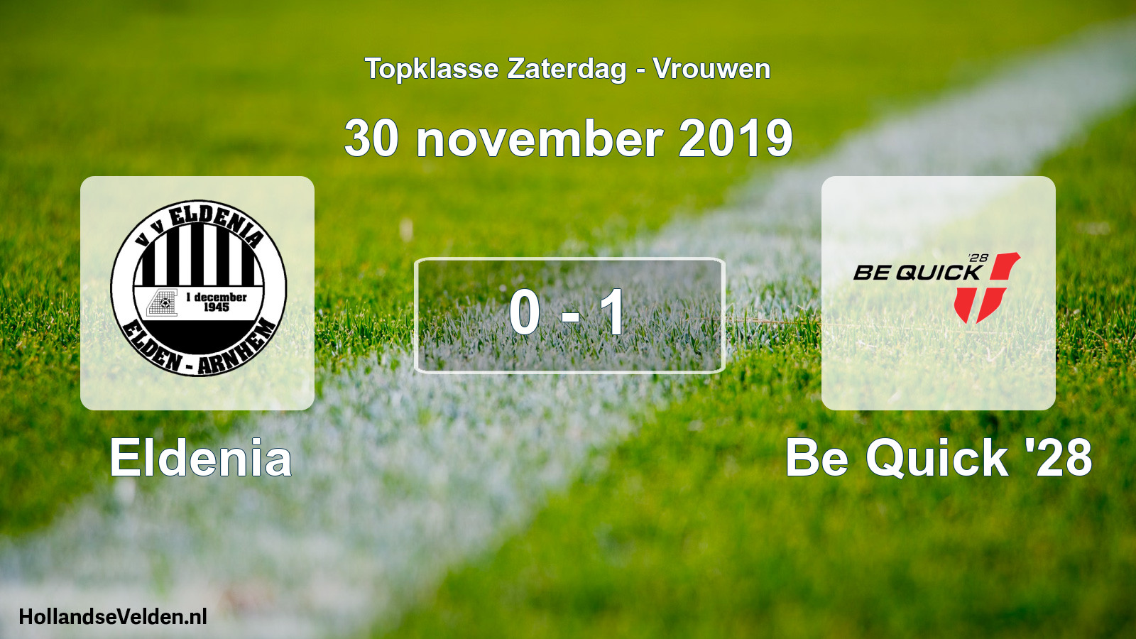 Total number of matches played: Eldenia - Be Quick '28 0 - 1 (30 November 2019)