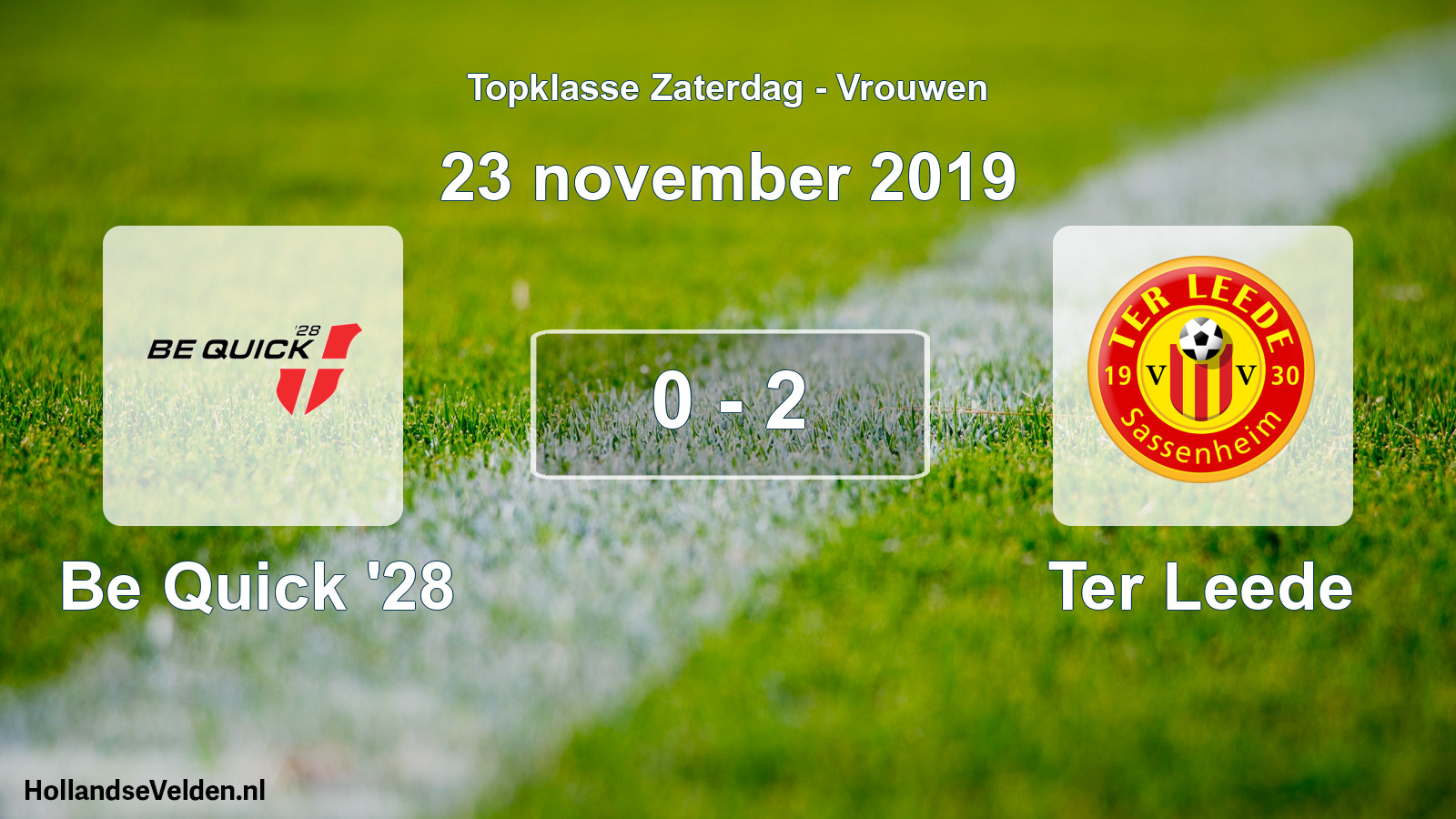 Total number of matches played: Be Quick '28 - Ter Leede 0 - 2 (23 November 2019)