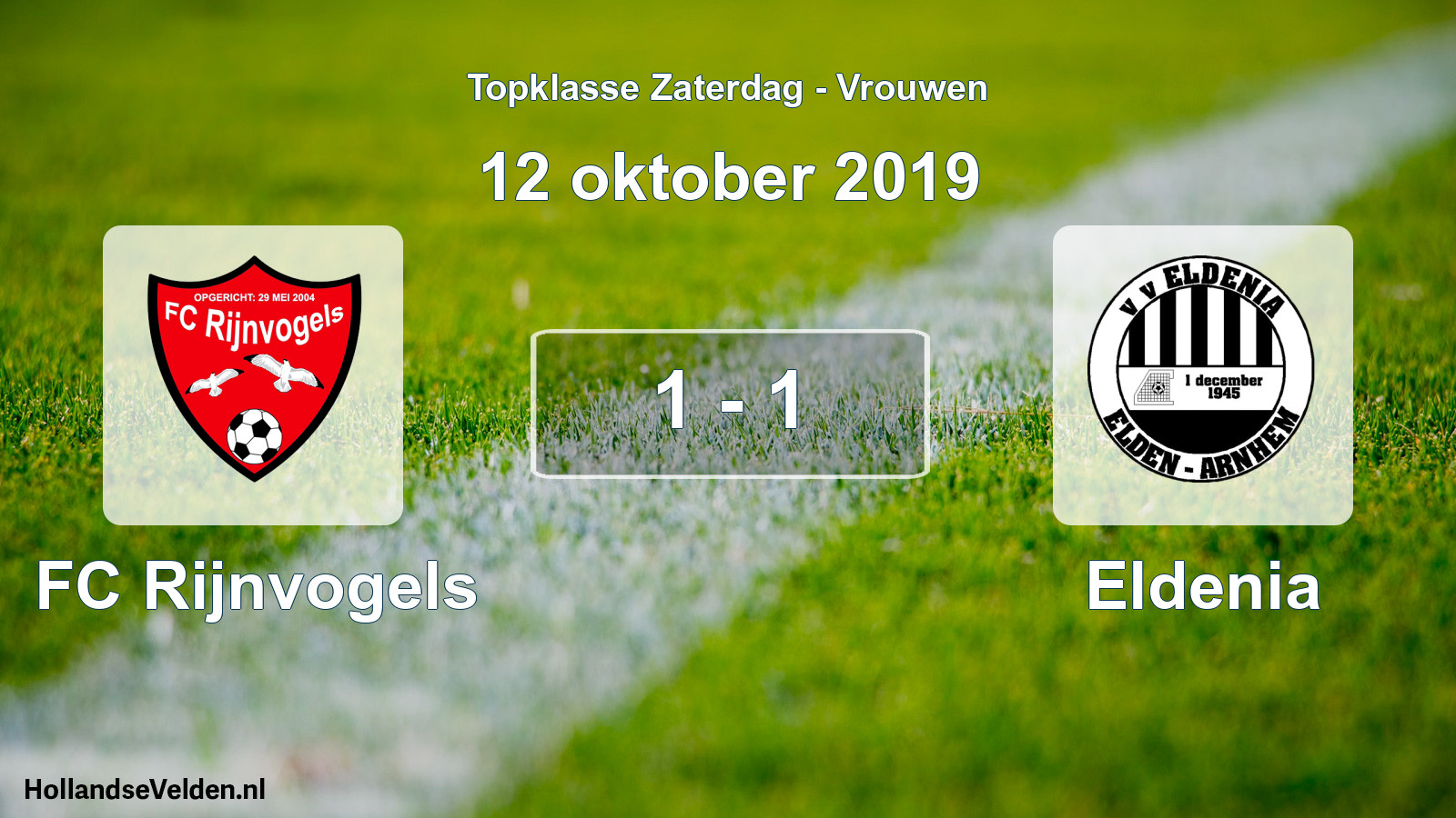 Total number of matches played: FC Rijnvogels - Eldenia 1 - 1 (12 October 2019)