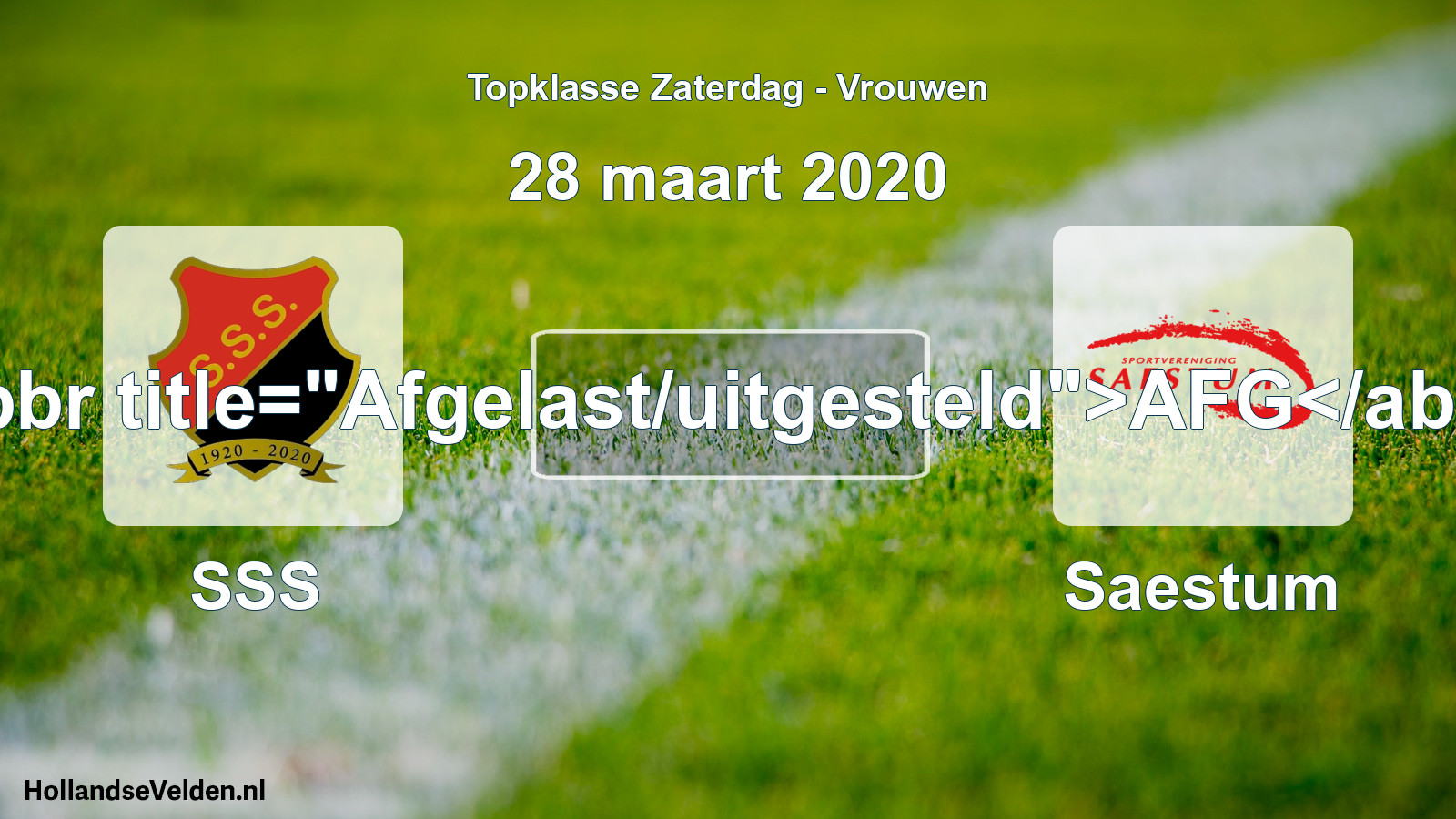 Scheduled Match: SSS - Saestum (28 March 2020)