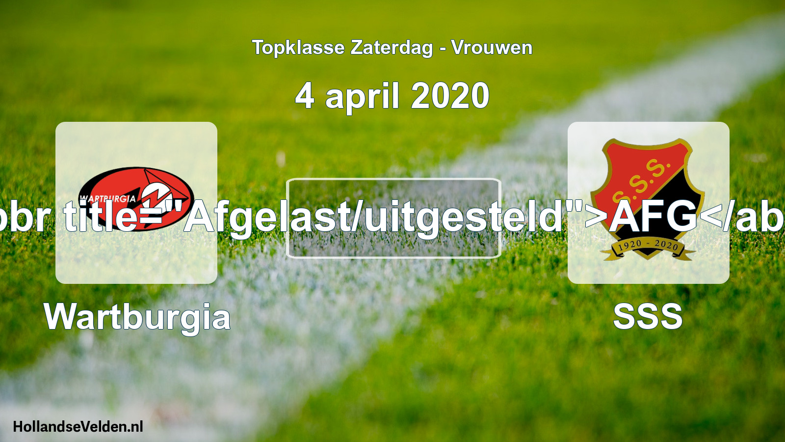 Scheduled Match: Wartburgia - SSS (4 April 2020)
