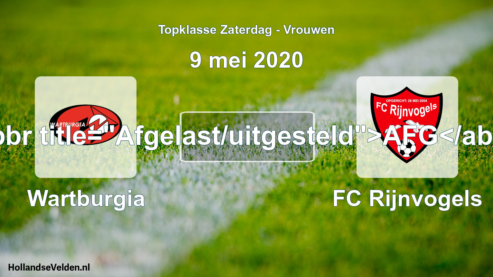 Scheduled Match: Wartburgia - FC Rijnvogels (9 May 2020)