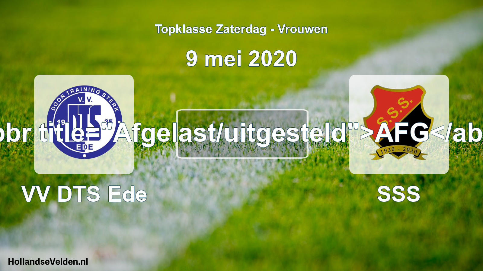 Scheduled Match: VV DTS Ede - SSS (9 May 2020)