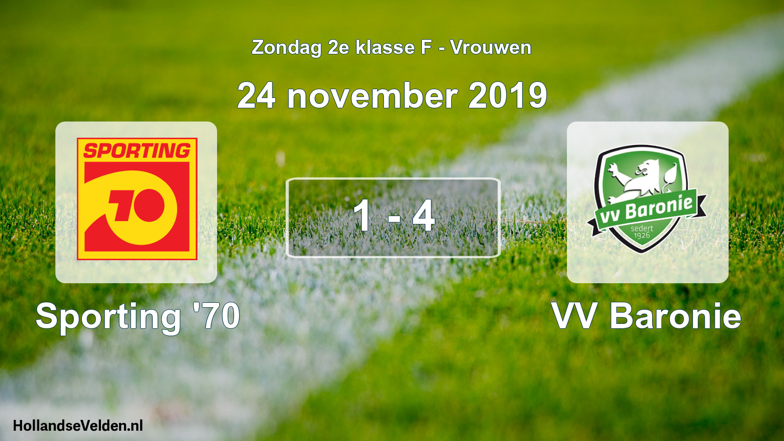 Gespeelde wedstrijd: Sporting '70 - VV Baronie 1 - 4 (24 november 2019)