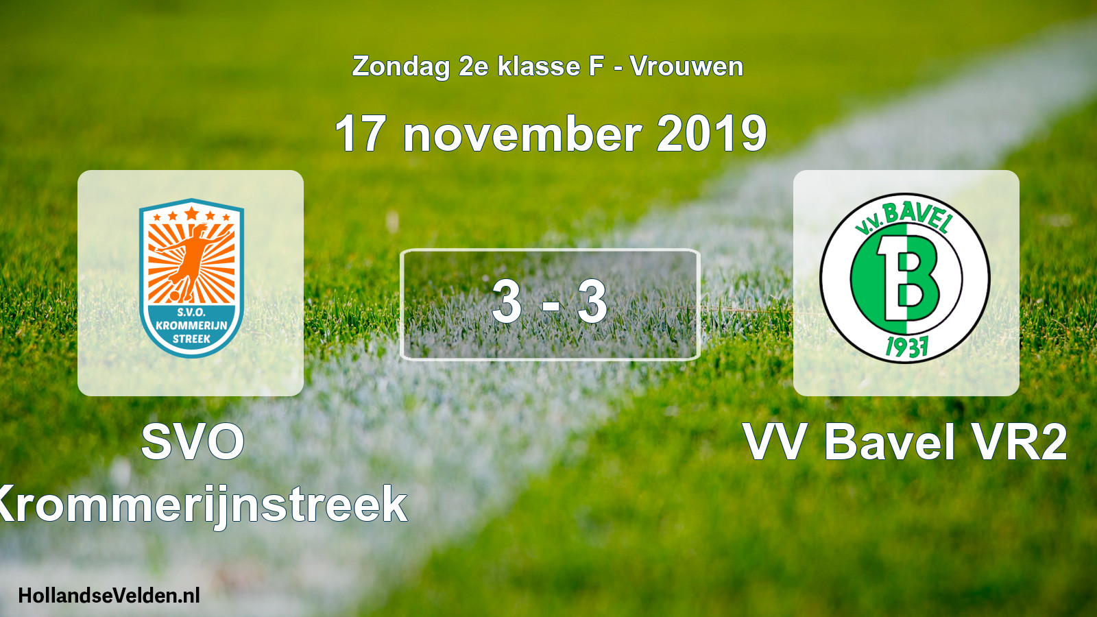 Gespeelde wedstrijd: SVO Krommerijnstreek - VV Bavel VR2 3 - 3 (17 november 2019)