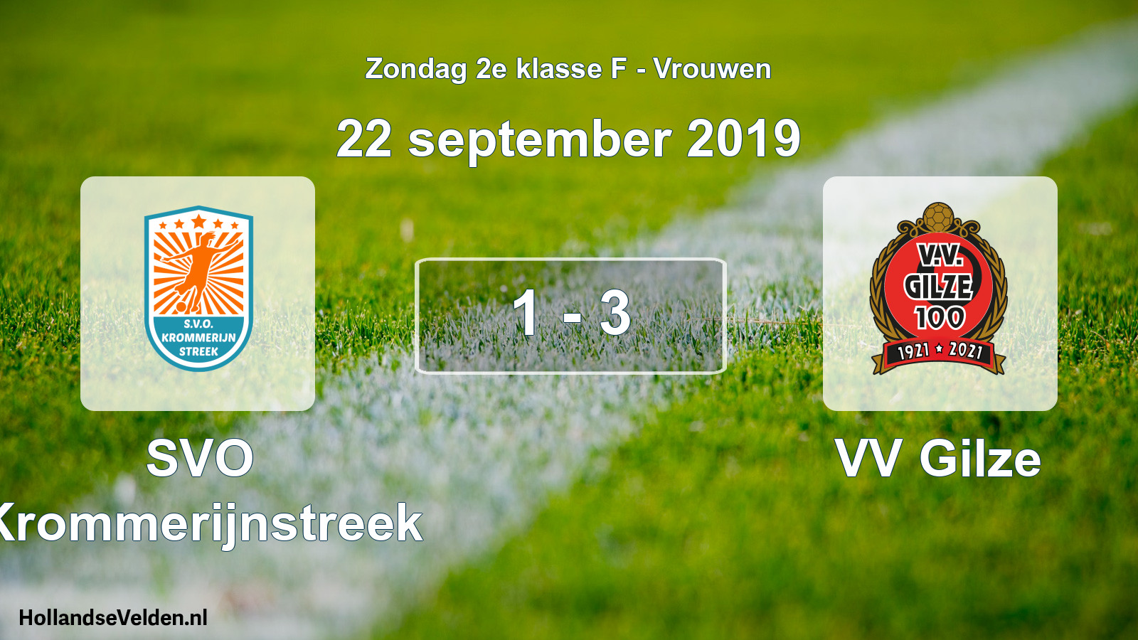 Gespeelde wedstrijd: SVO Krommerijnstreek - VV Gilze 1 - 3 (22 september 2019)