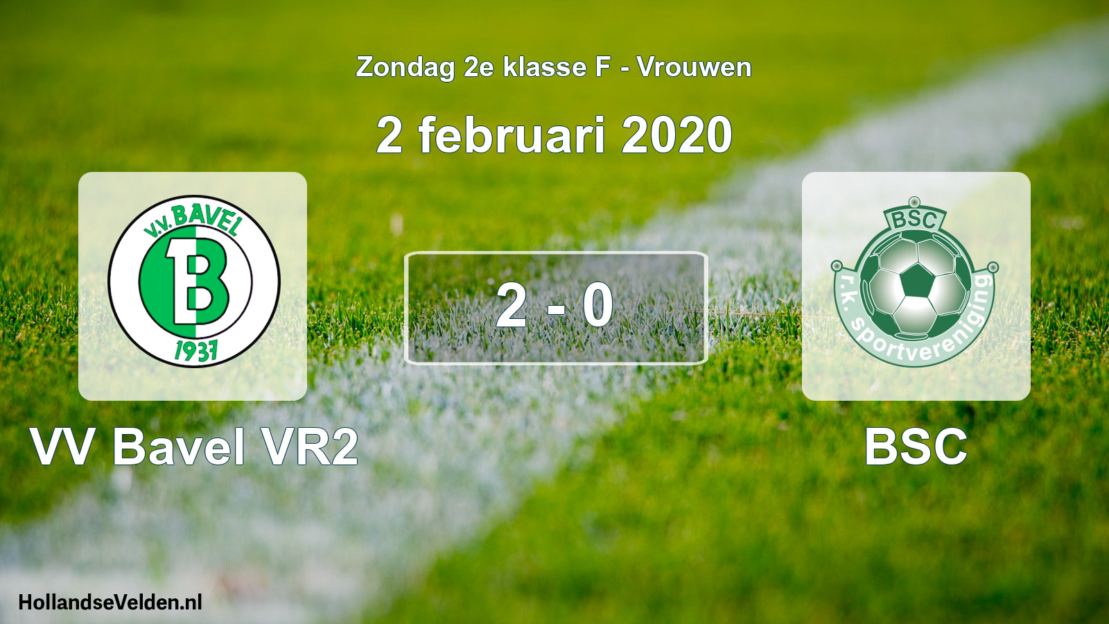 Gespeelde wedstrijd: VV Bavel VR2 - BSC 2 - 0 (2 februari 2020)