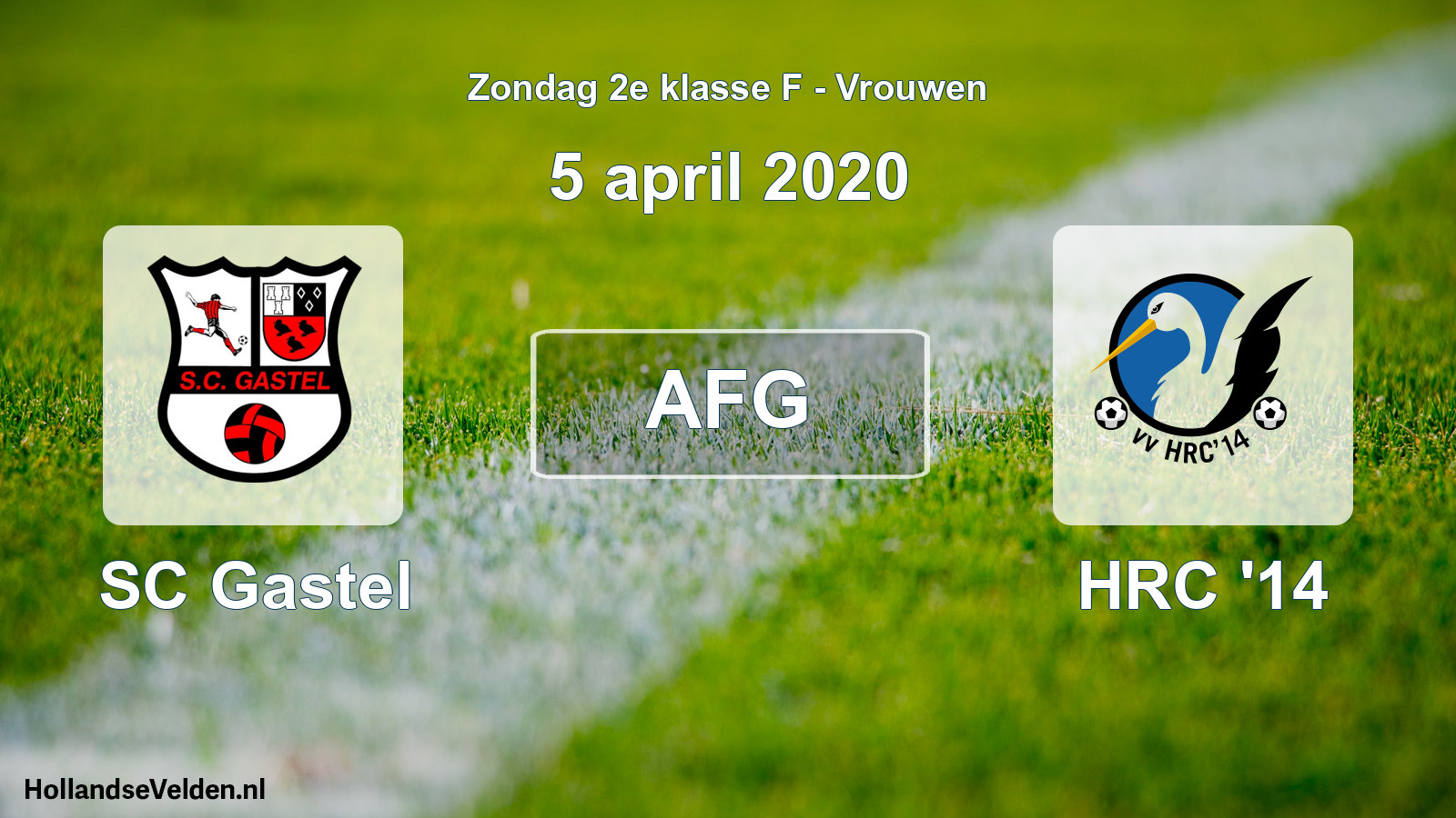 Geplande wedstrijd: SC Gastel - HRC '14 (5 april 2020)