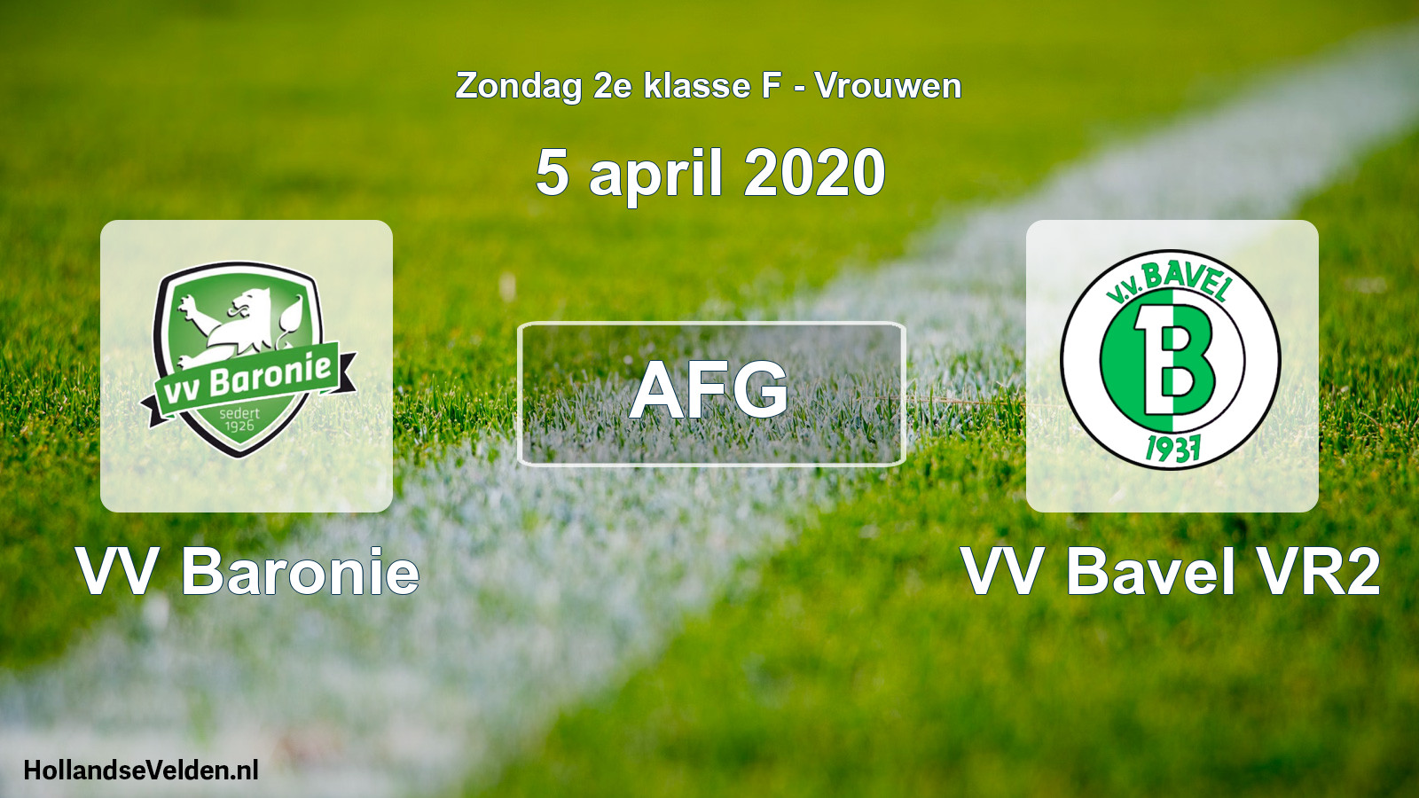 Geplande wedstrijd: VV Baronie - VV Bavel VR2 (5 april 2020)