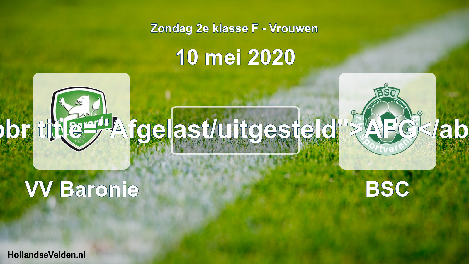 Scheduled Match: VV Baronie - BSC (10 May 2020)