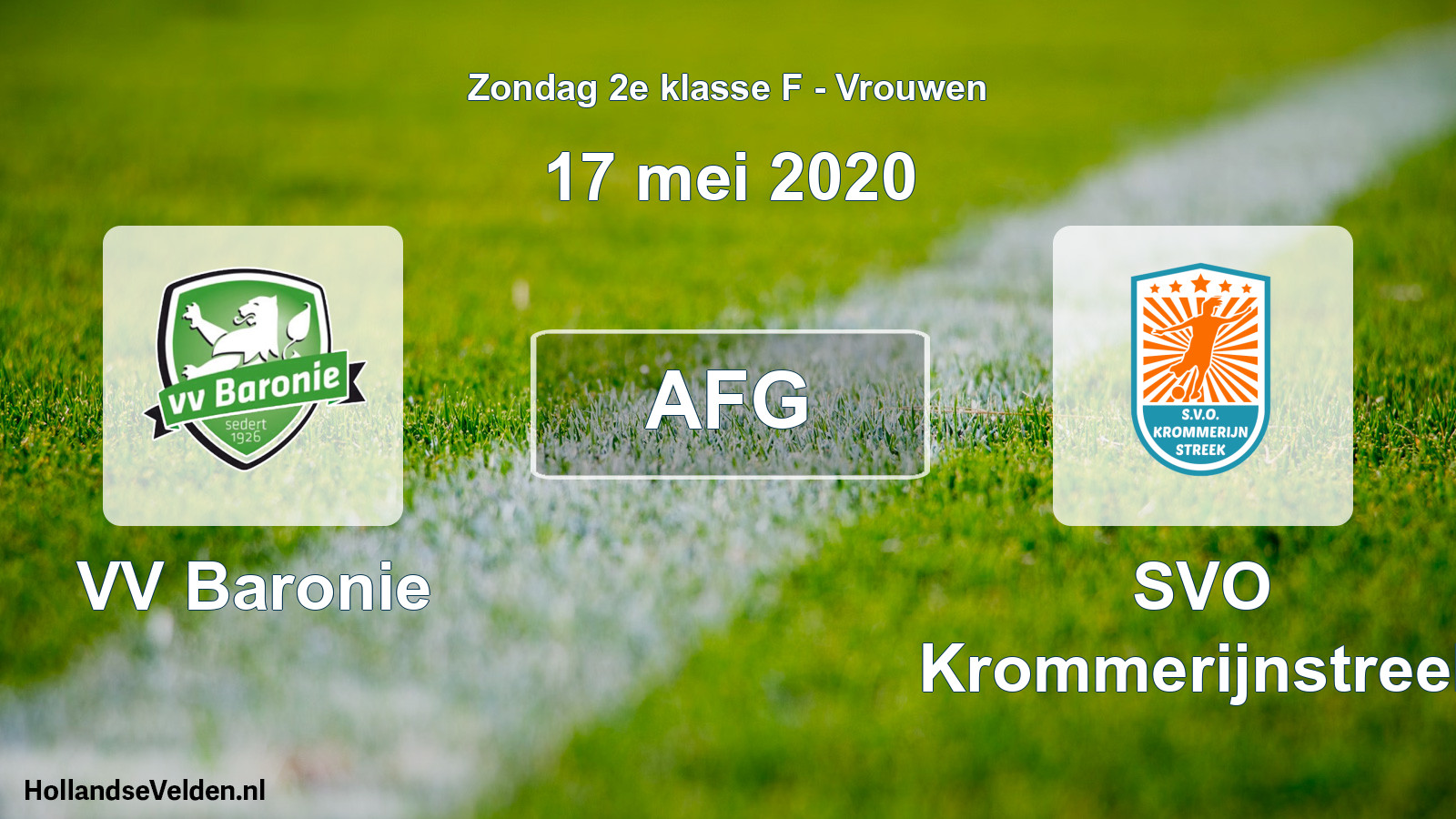 Geplande wedstrijd: VV Baronie - SVO Krommerijnstreek (17 mei 2020)