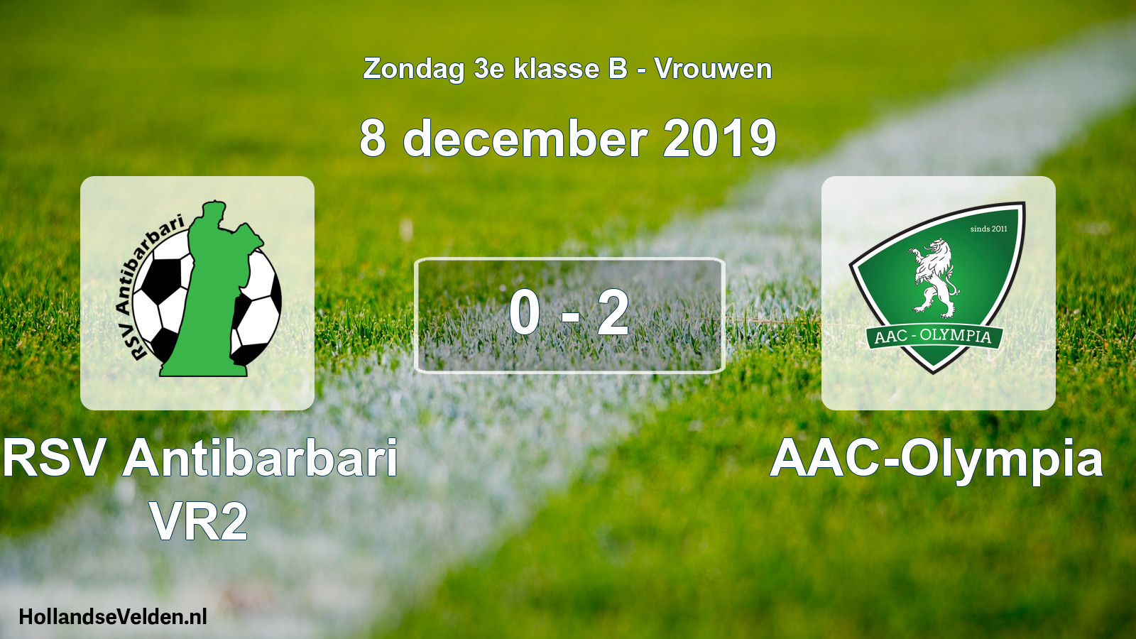 Total number of matches played: RSV Antibarbari VR2 - AAC-Olympia 0 - 2 (8 December 2019)