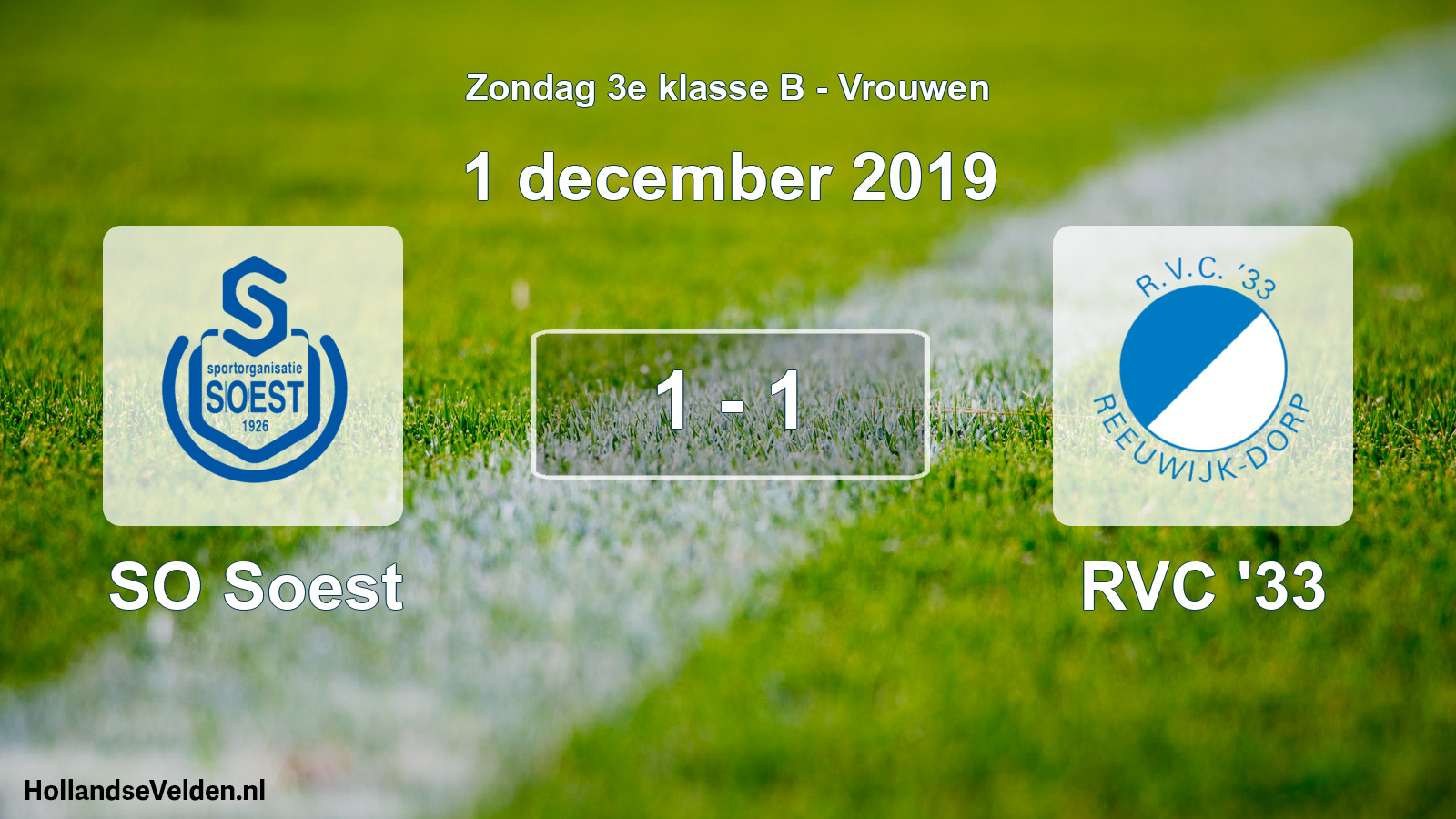 Gespeelde wedstrijd: SO Soest - RVC '33 1 - 1 (1 december 2019)