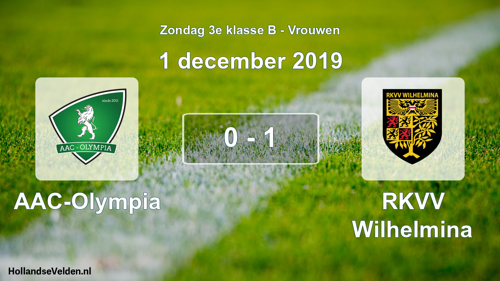 Gespeelde wedstrijd: AAC-Olympia - RKVV Wilhelmina 0 - 1 (1 december 2019)