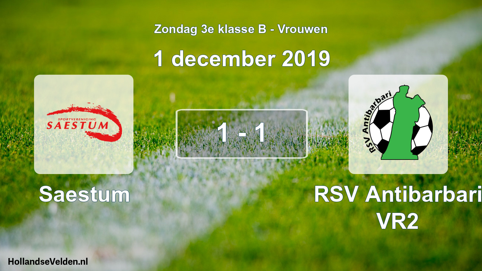 Gespeelde wedstrijd: Saestum - RSV Antibarbari VR2 1 - 1 (1 december 2019)
