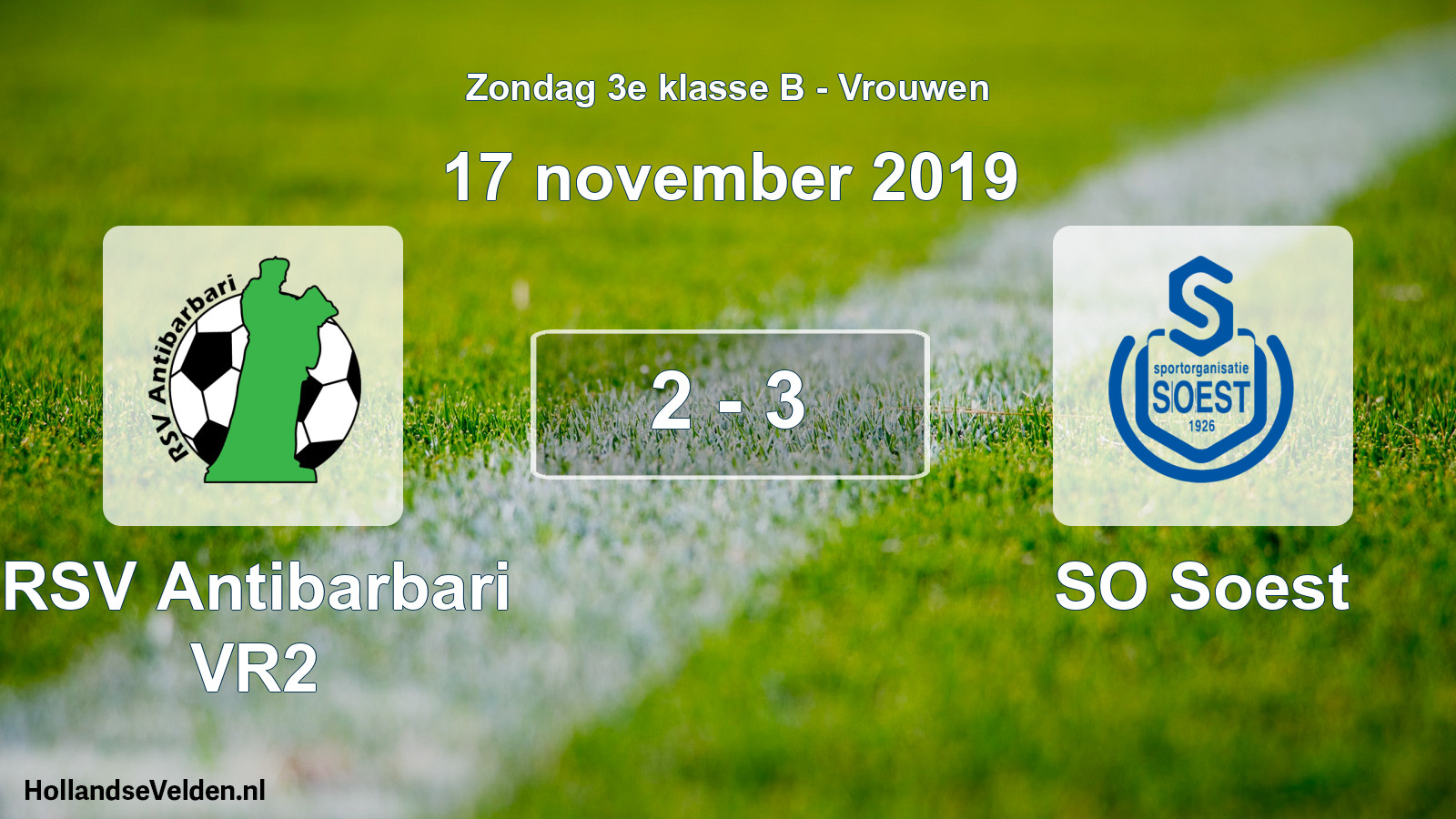 Total number of matches played: RSV Antibarbari VR2 - SO Soest 2 - 3 (17 November 2019)