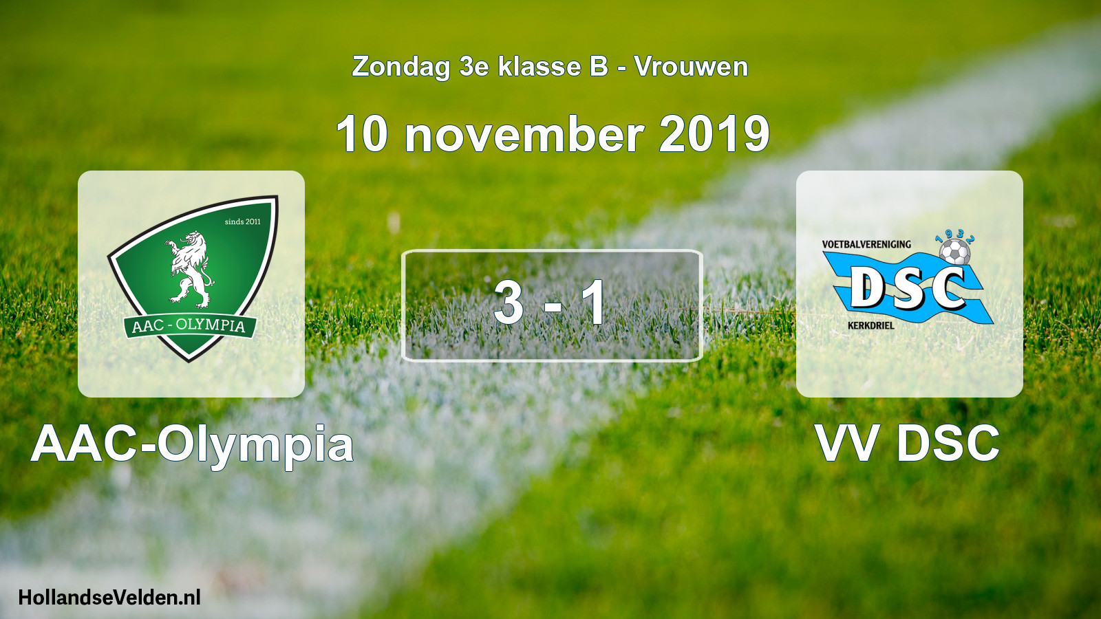 Total number of matches played: AAC-Olympia - VV DSC 3 - 1 (10 November 2019)