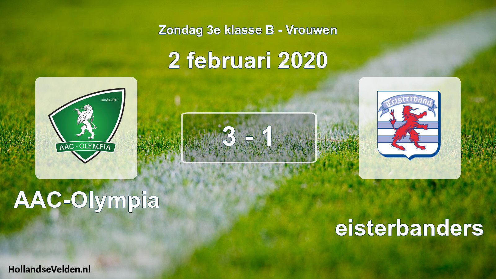 Total number of matches played: AAC-Olympia - Teisterbanders 3 - 1 (2 February 2020)