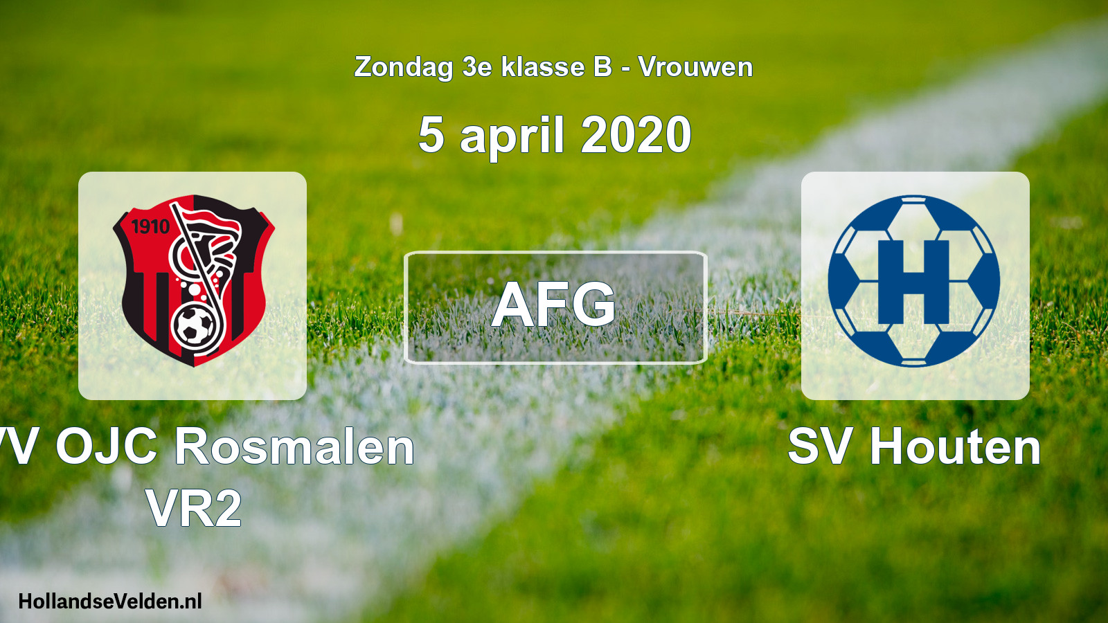 Geplande wedstrijd: VV OJC Rosmalen VR2 - SV Houten (5 april 2020)