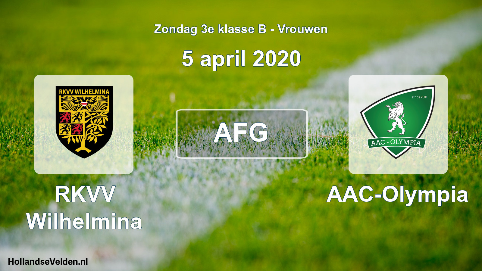 Geplande wedstrijd: RKVV Wilhelmina - AAC-Olympia (5 april 2020)