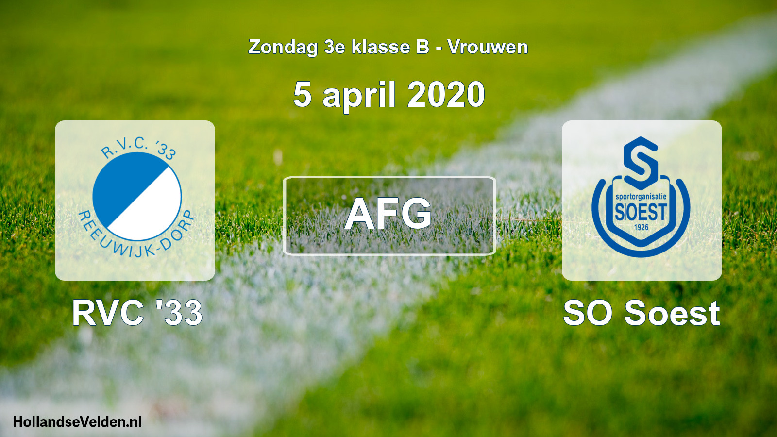Geplande wedstrijd: RVC '33 - SO Soest (5 april 2020)