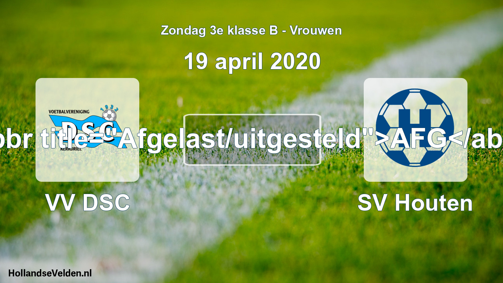 Scheduled Match: VV DSC - SV Houten (19 April 2020)