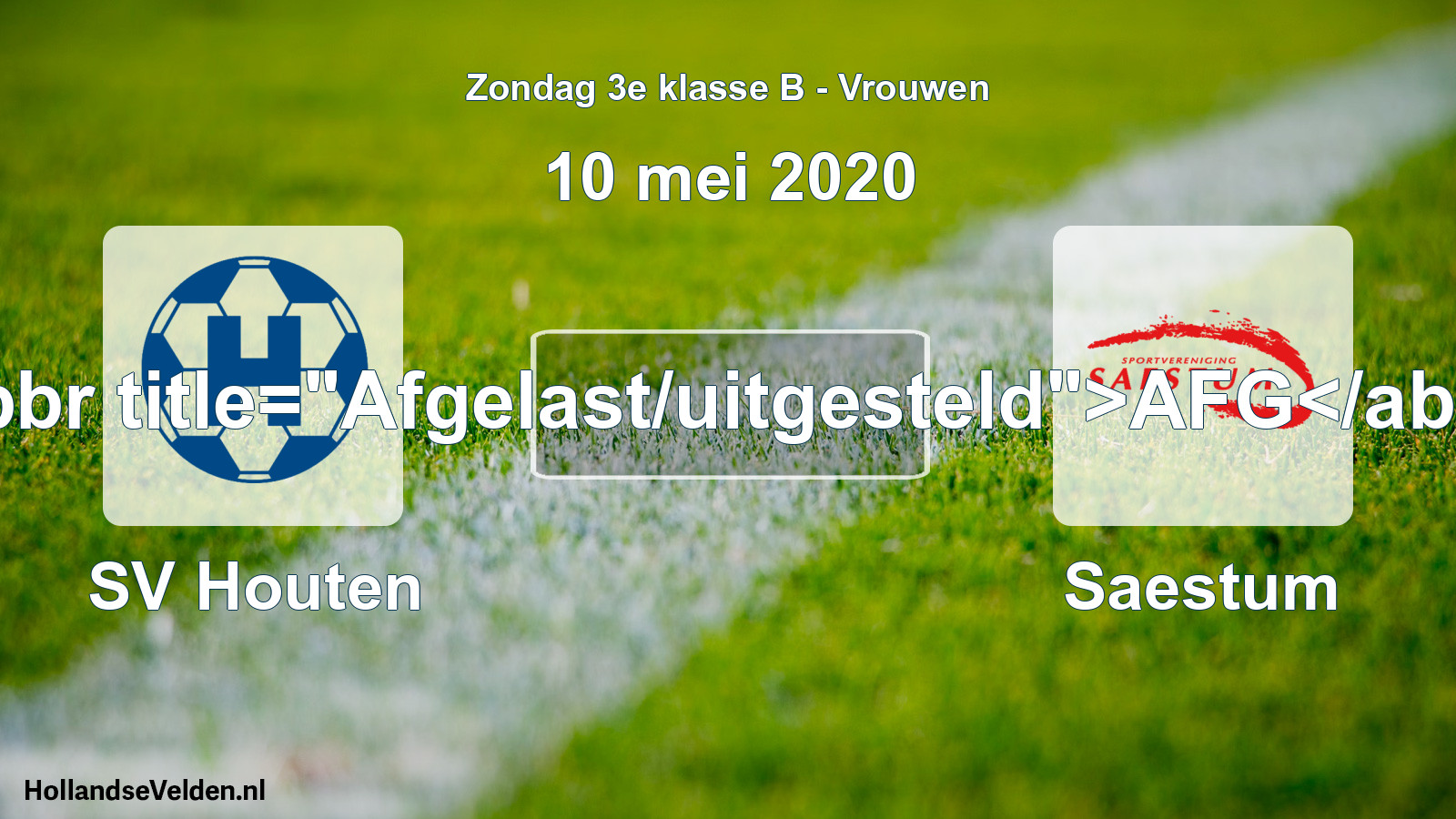 Scheduled Match: SV Houten - Saestum (10 May 2020)