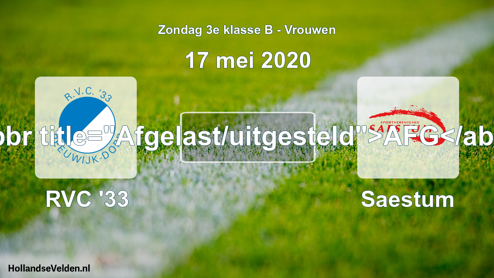 Scheduled Match: RVC '33 - Saestum (17 May 2020)