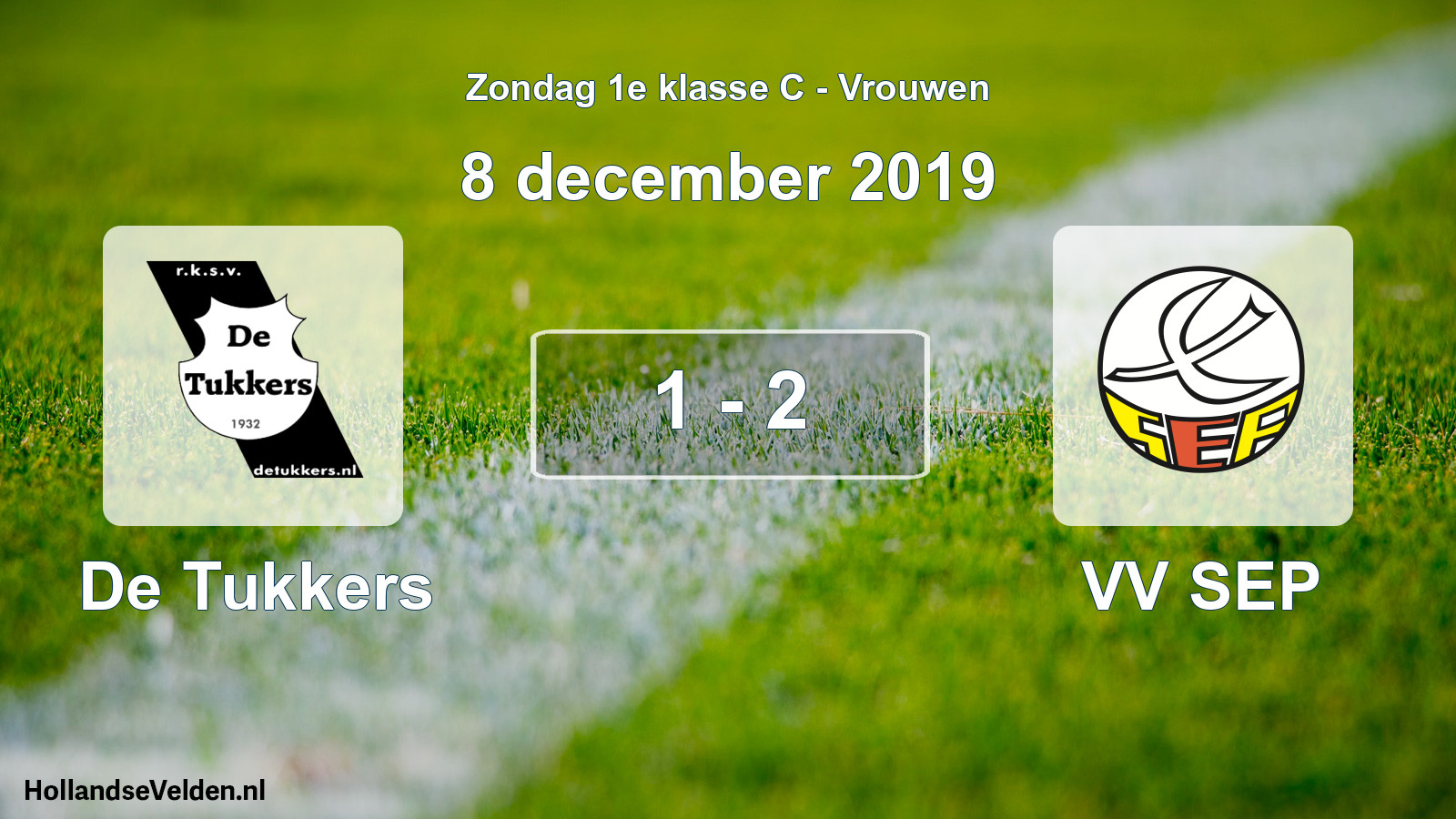 Gespeelde wedstrijd: De Tukkers - VV SEP 1 - 2 (8 december 2019)