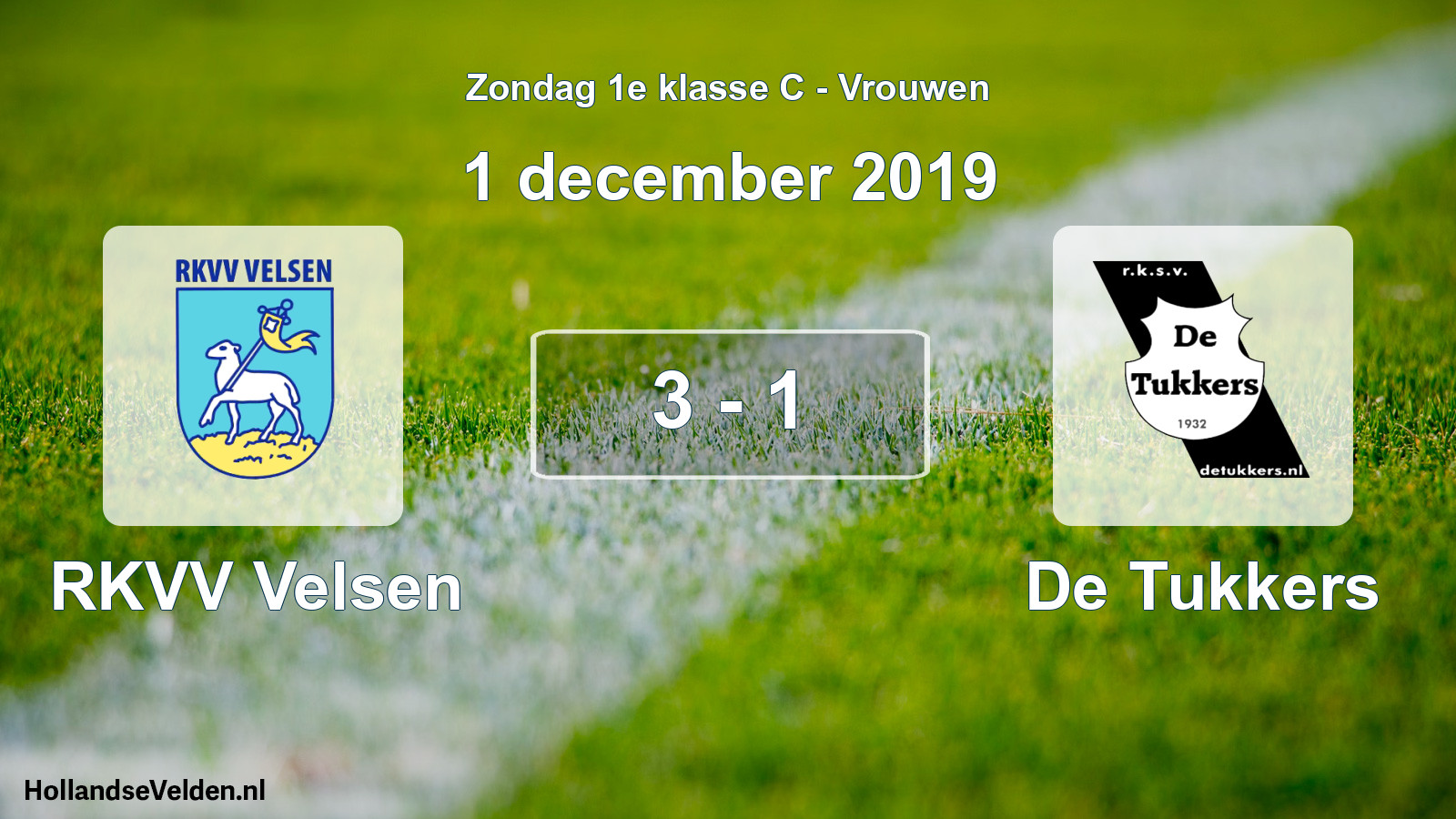Gespeelde wedstrijd: RKVV Velsen - De Tukkers 3 - 1 (1 december 2019)