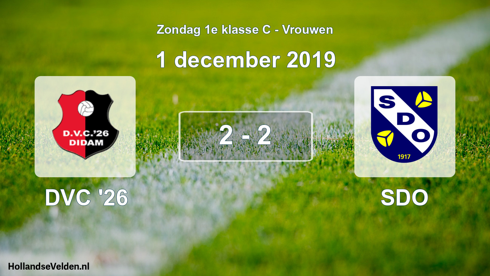 Gespeelde wedstrijd: DVC '26 - SDO 2 - 2 (1 december 2019)