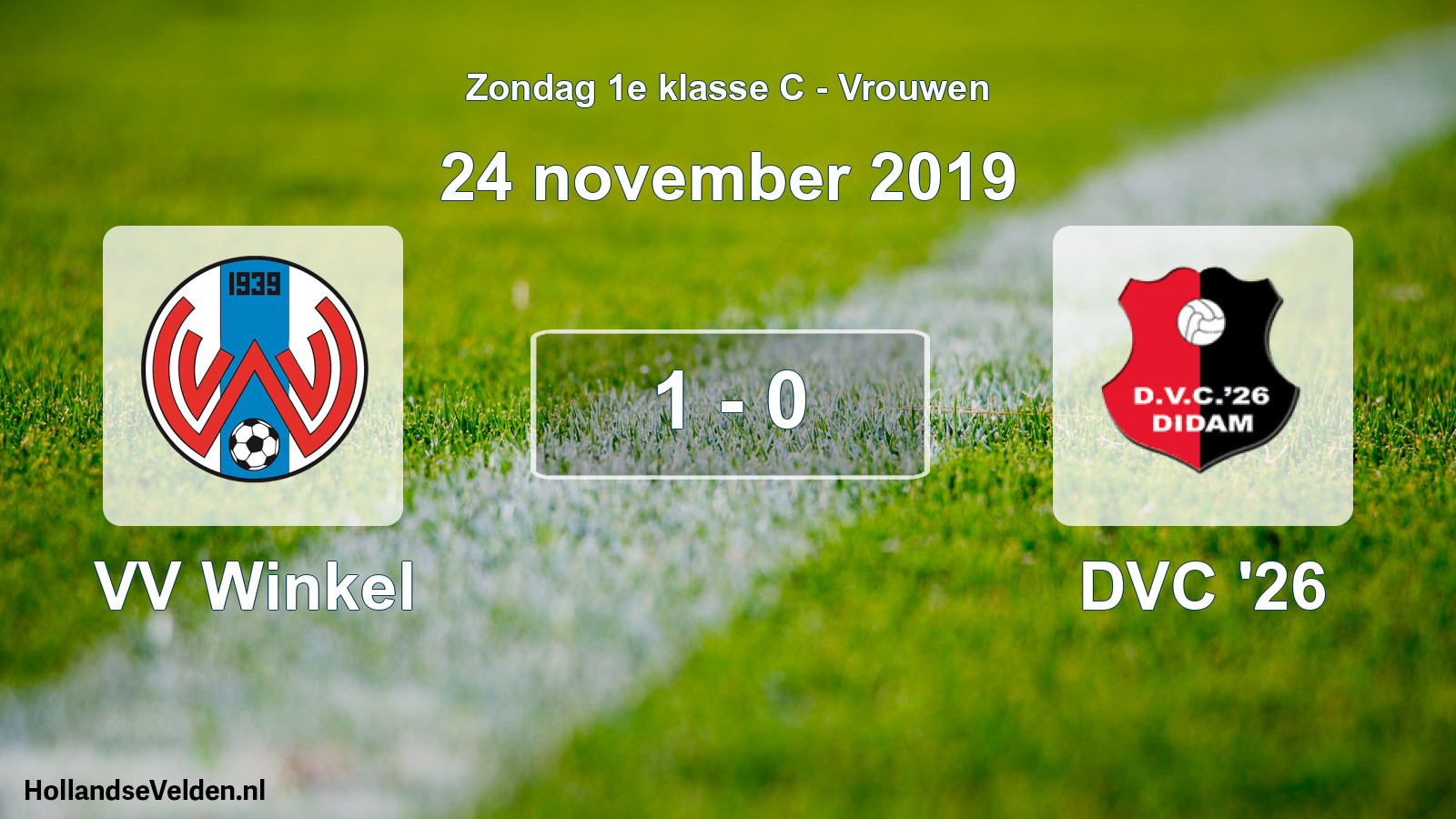 Gespeelde wedstrijd: VV Winkel - DVC '26 1 - 0 (24 november 2019)