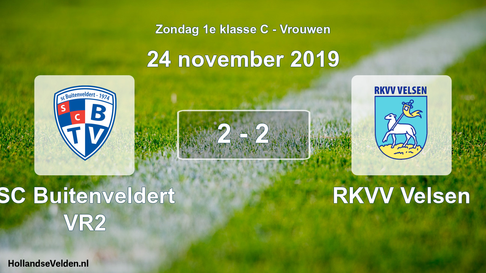 Gespeelde wedstrijd: SC Buitenveldert VR2 - RKVV Velsen 2 - 2 (24 november 2019)
