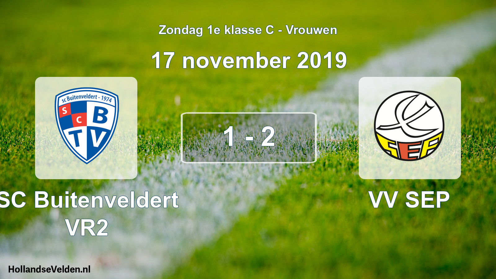 Gespeelde wedstrijd: SC Buitenveldert VR2 - VV SEP 1 - 2 (17 november 2019)