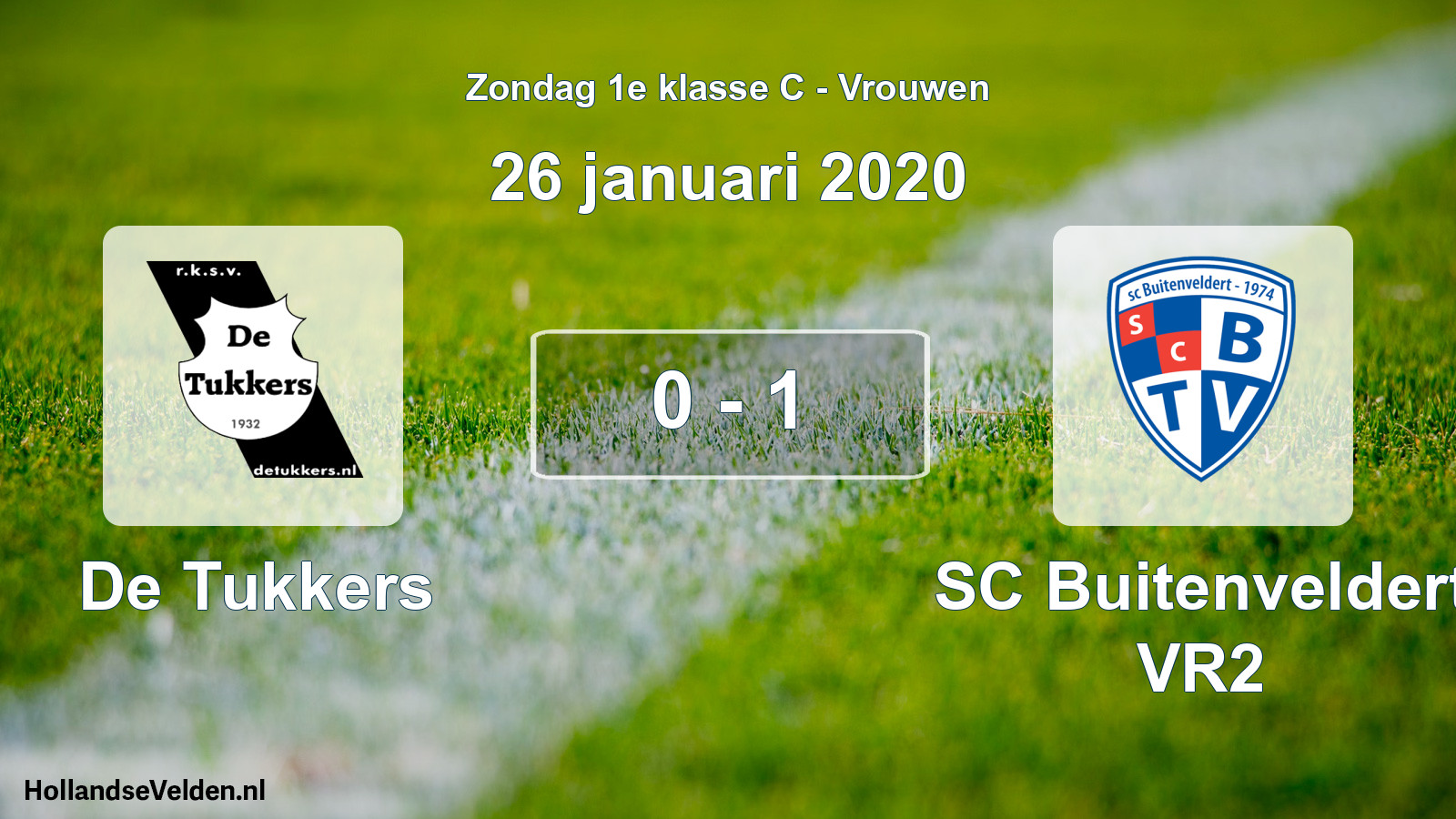 Gespeelde wedstrijd: De Tukkers - SC Buitenveldert VR2 0 - 1 (26 januari 2020)