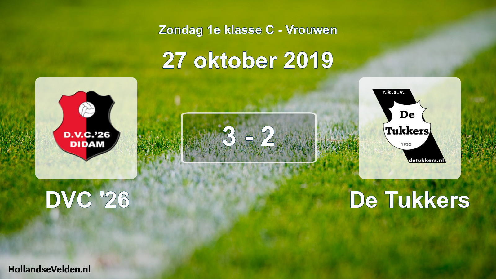 Gespeelde wedstrijd: DVC '26 - De Tukkers 3 - 2 (27 oktober 2019)