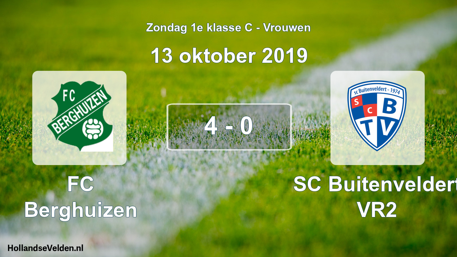 Gespeelde wedstrijd: FC Berghuizen - SC Buitenveldert VR2 4 - 0 (13 oktober 2019)