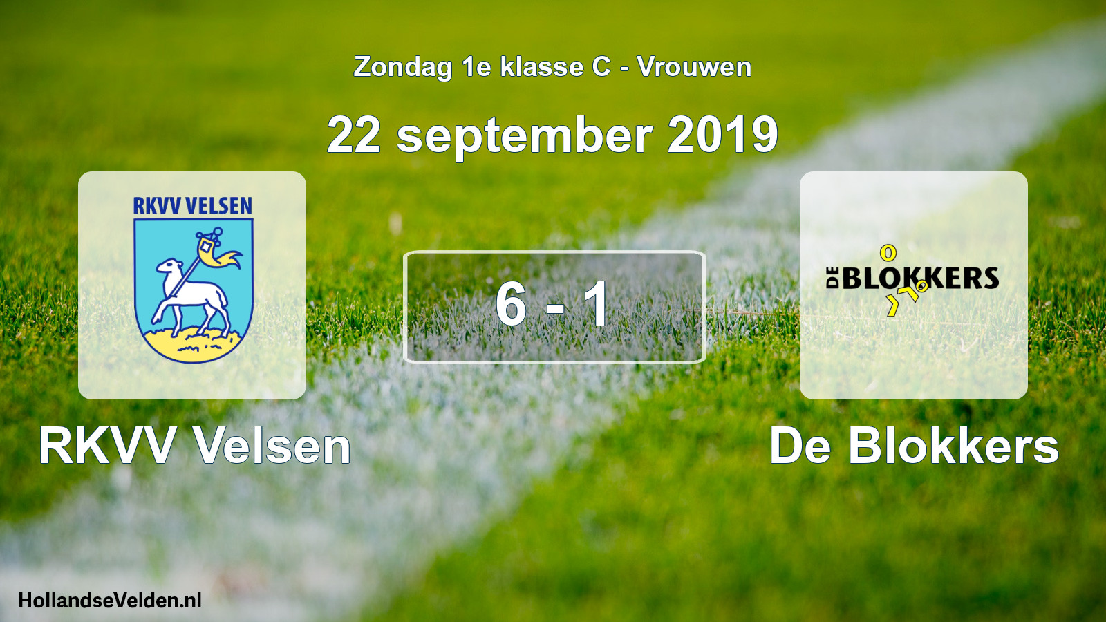 Gespeelde wedstrijd: RKVV Velsen - De Blokkers 6 - 1 (22 september 2019)