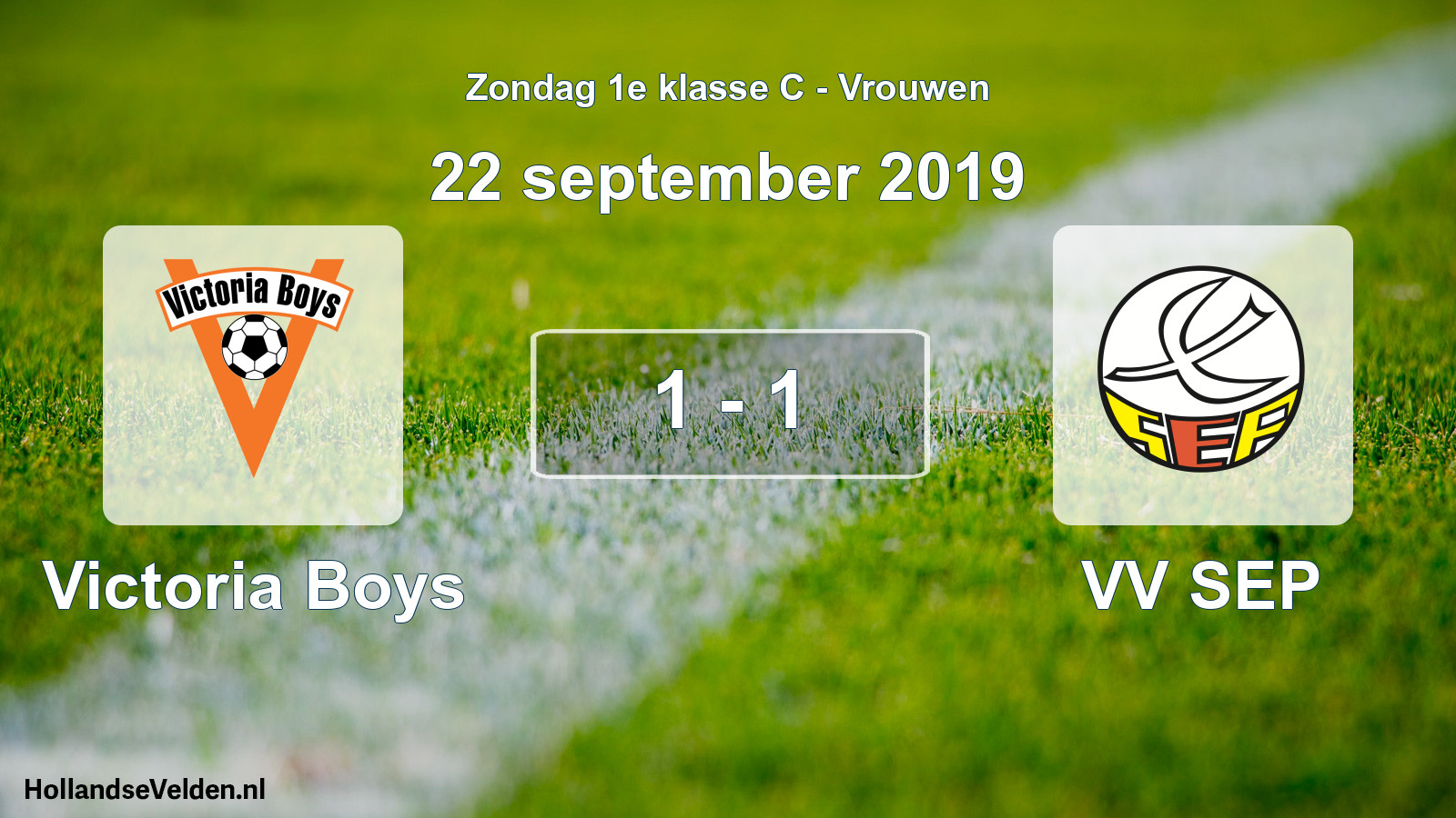 Gespeelde wedstrijd: Victoria Boys - VV SEP 1 - 1 (22 september 2019)