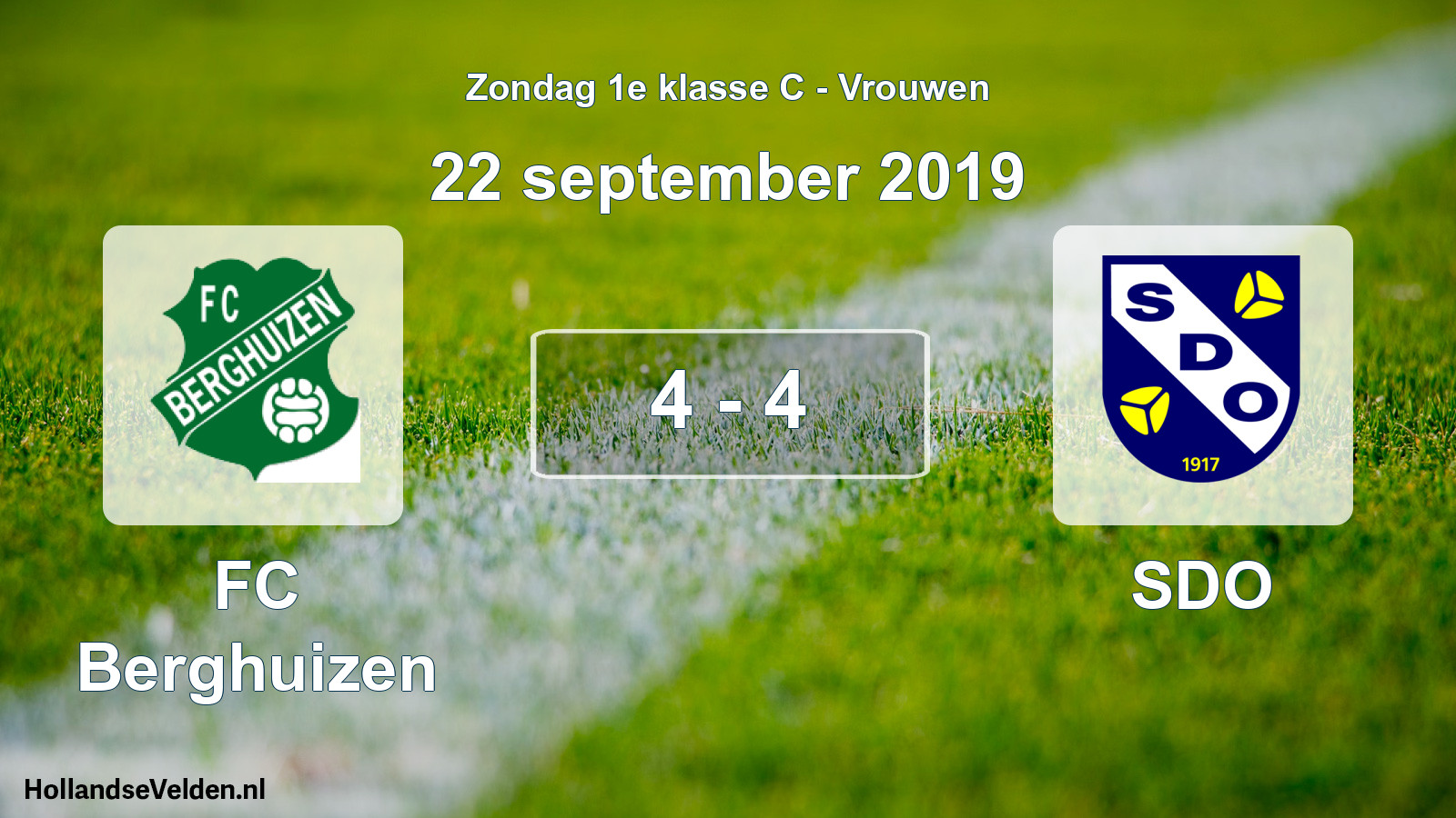 Gespeelde wedstrijd: FC Berghuizen - SDO 4 - 4 (22 september 2019)