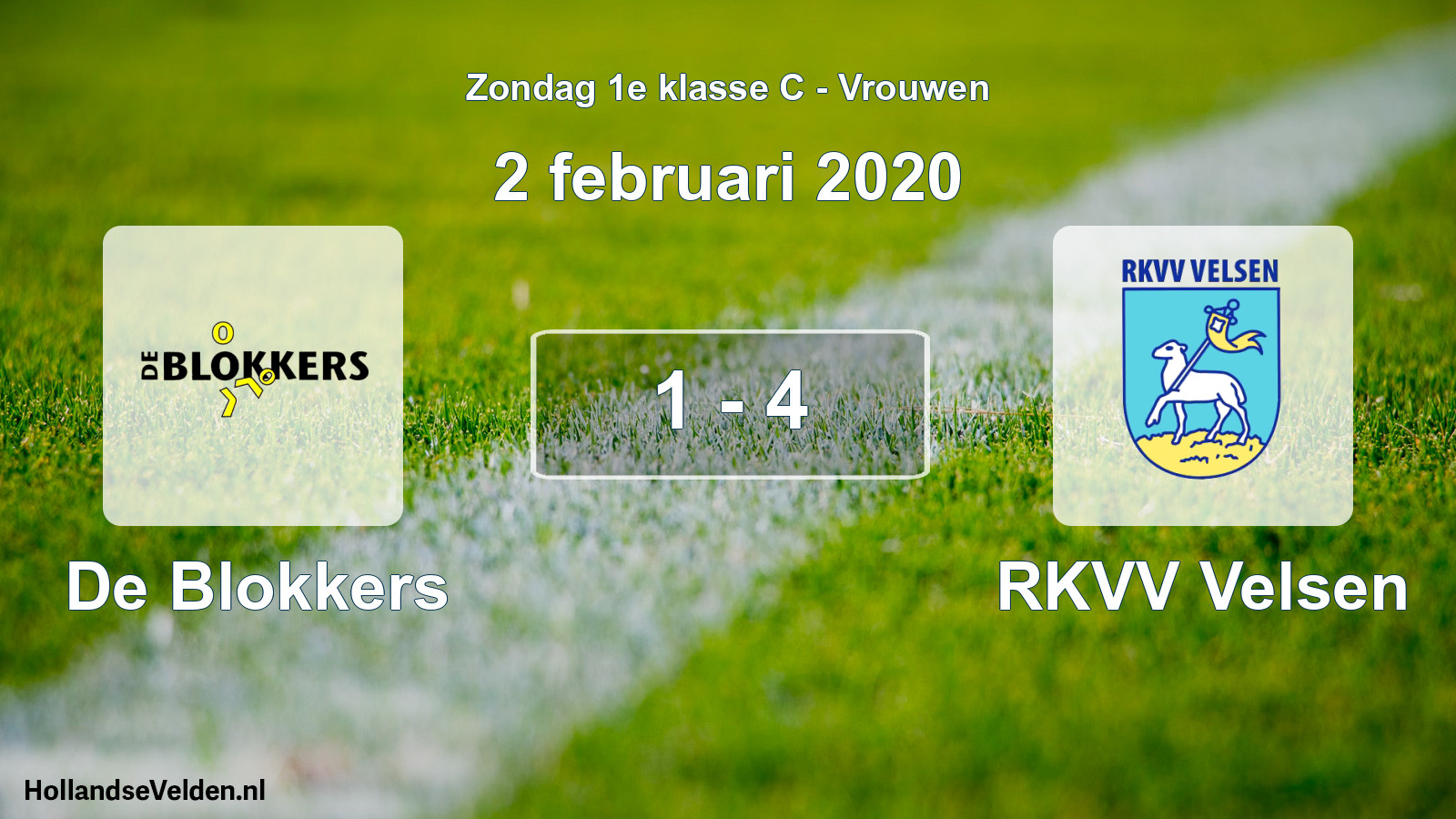 Gespeelde wedstrijd: De Blokkers - RKVV Velsen 1 - 4 (2 februari 2020)
