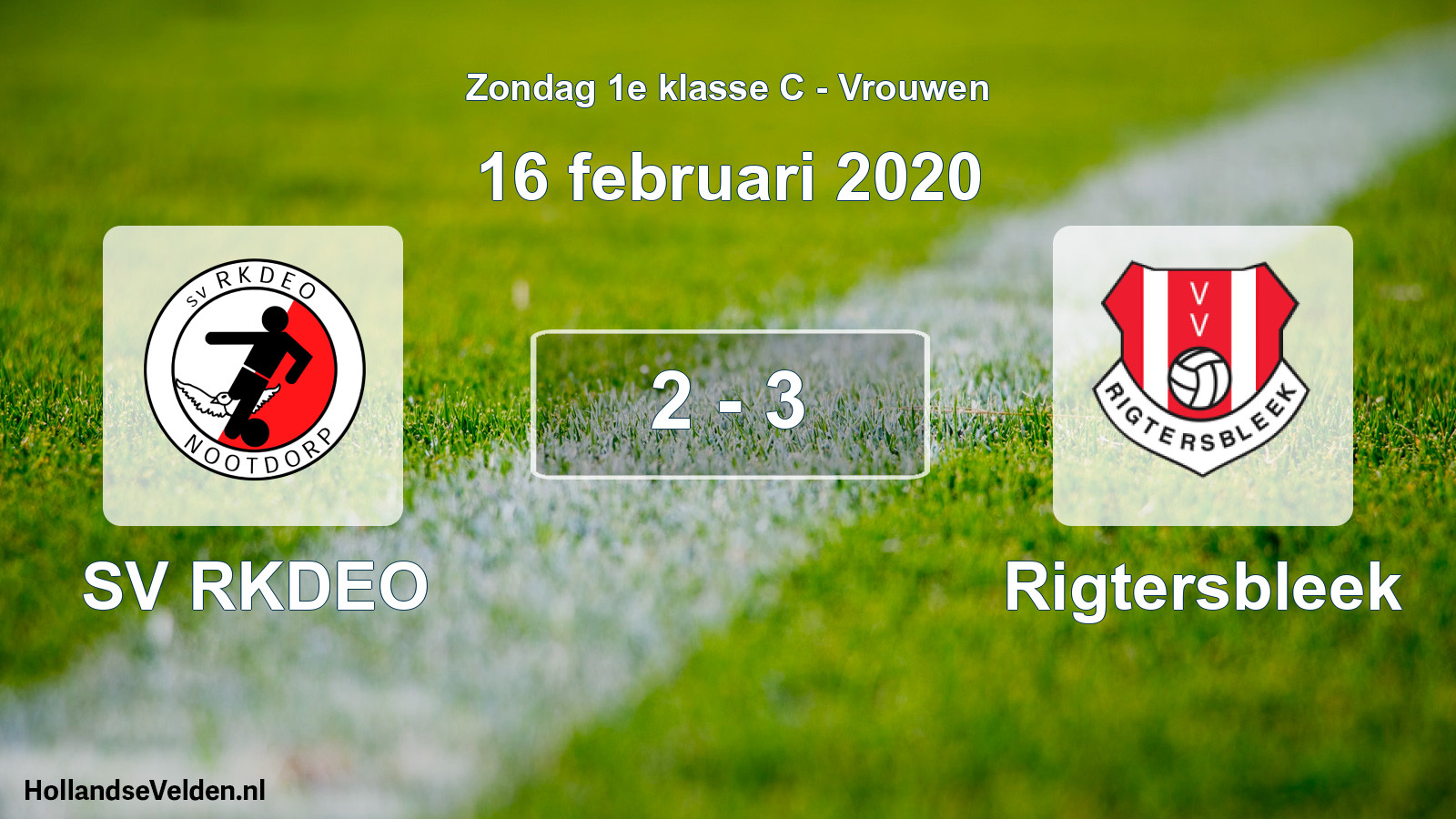 Gespeelde wedstrijd: SV RKDEO - Rigtersbleek 2 - 3 (16 februari 2020)