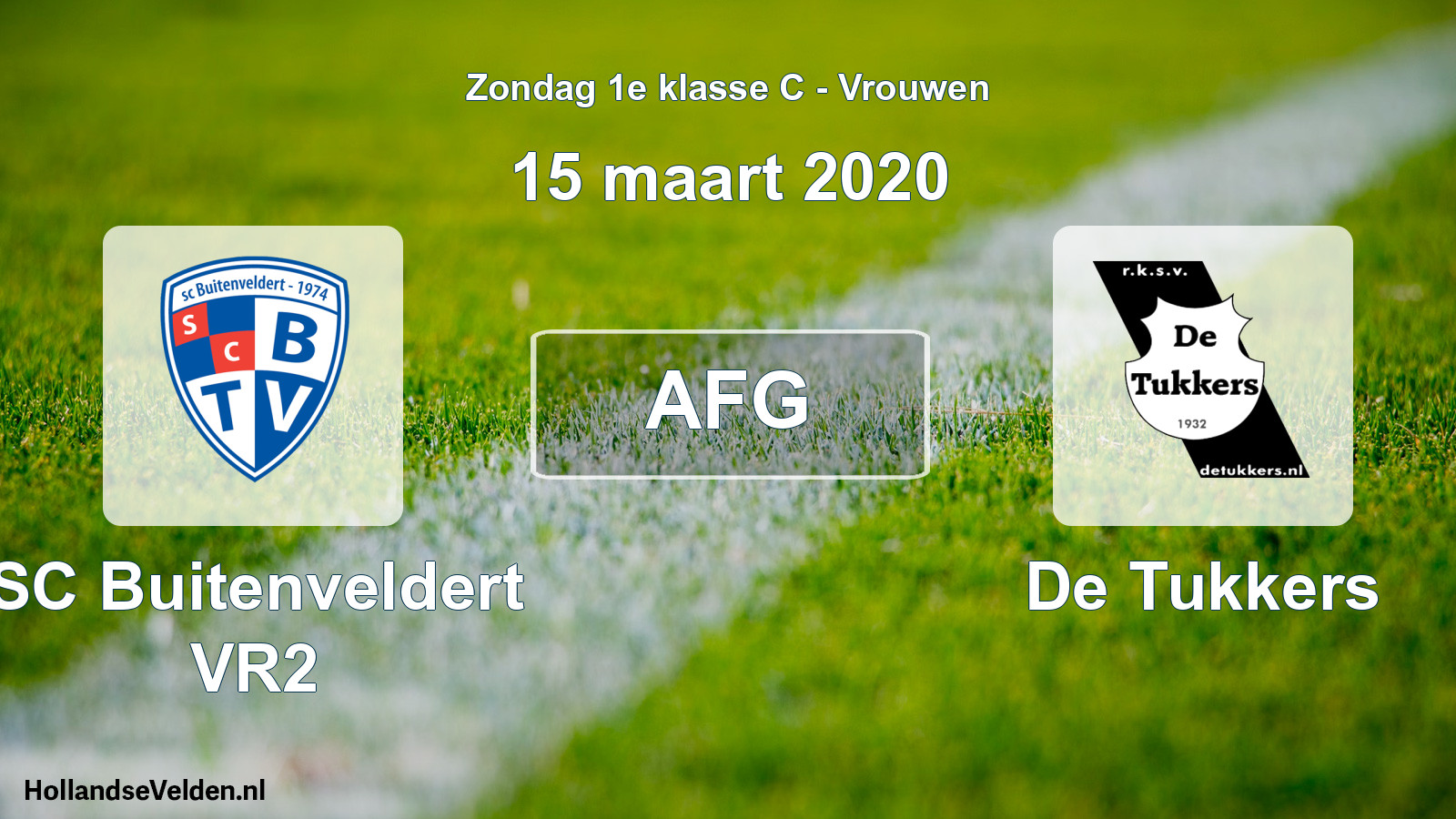 Geplande wedstrijd: SC Buitenveldert VR2 - De Tukkers (15 maart 2020)