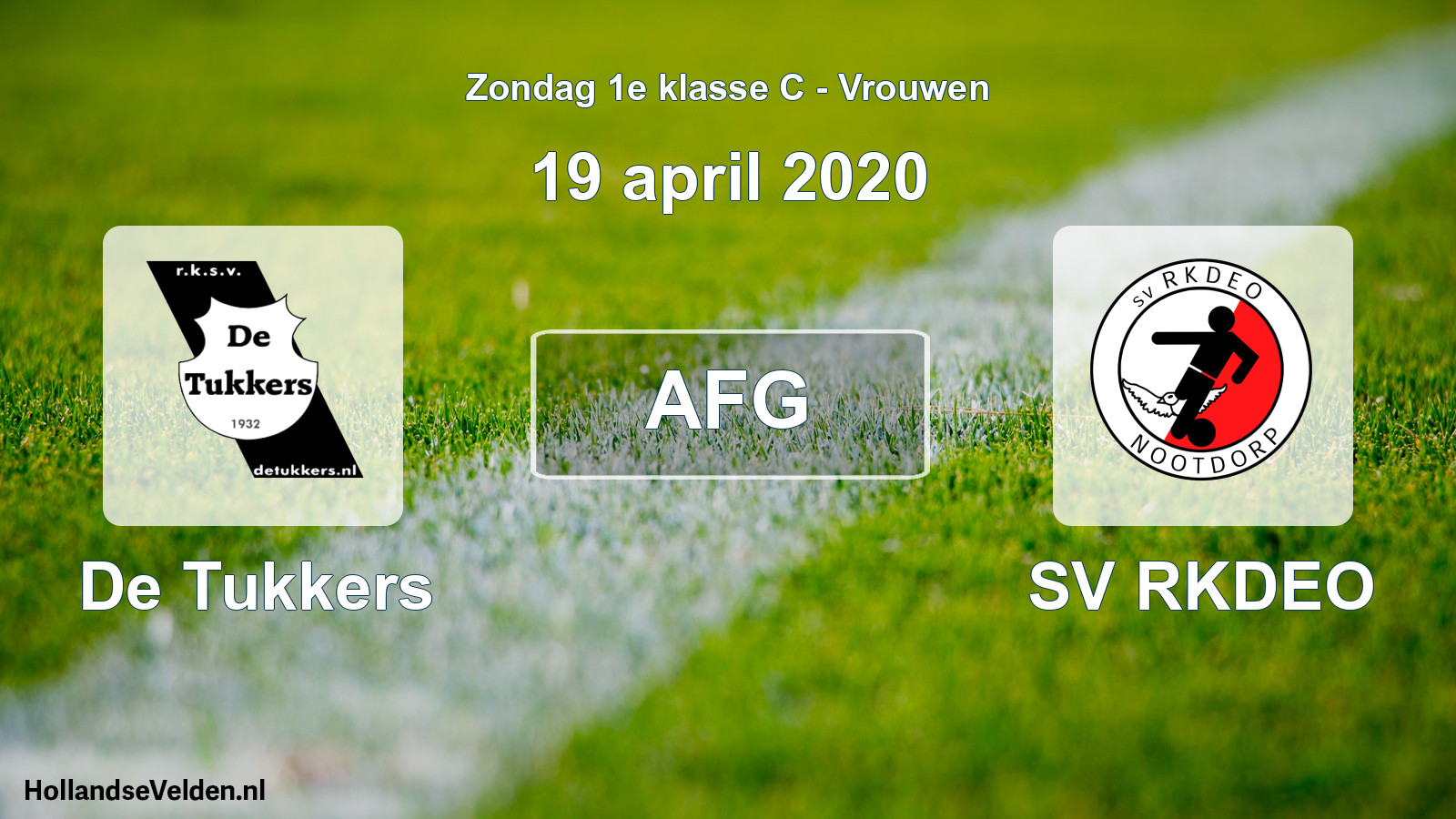 Geplande wedstrijd: De Tukkers - SV RKDEO (19 april 2020)
