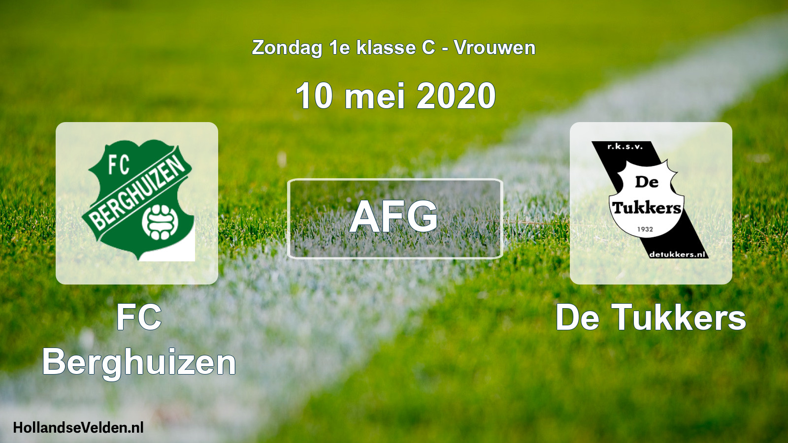 Geplande wedstrijd: FC Berghuizen - De Tukkers (10 mei 2020)