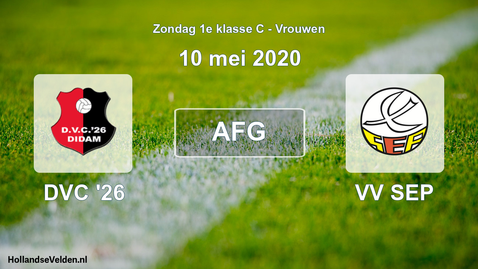 Geplande wedstrijd: DVC '26 - VV SEP (10 mei 2020)