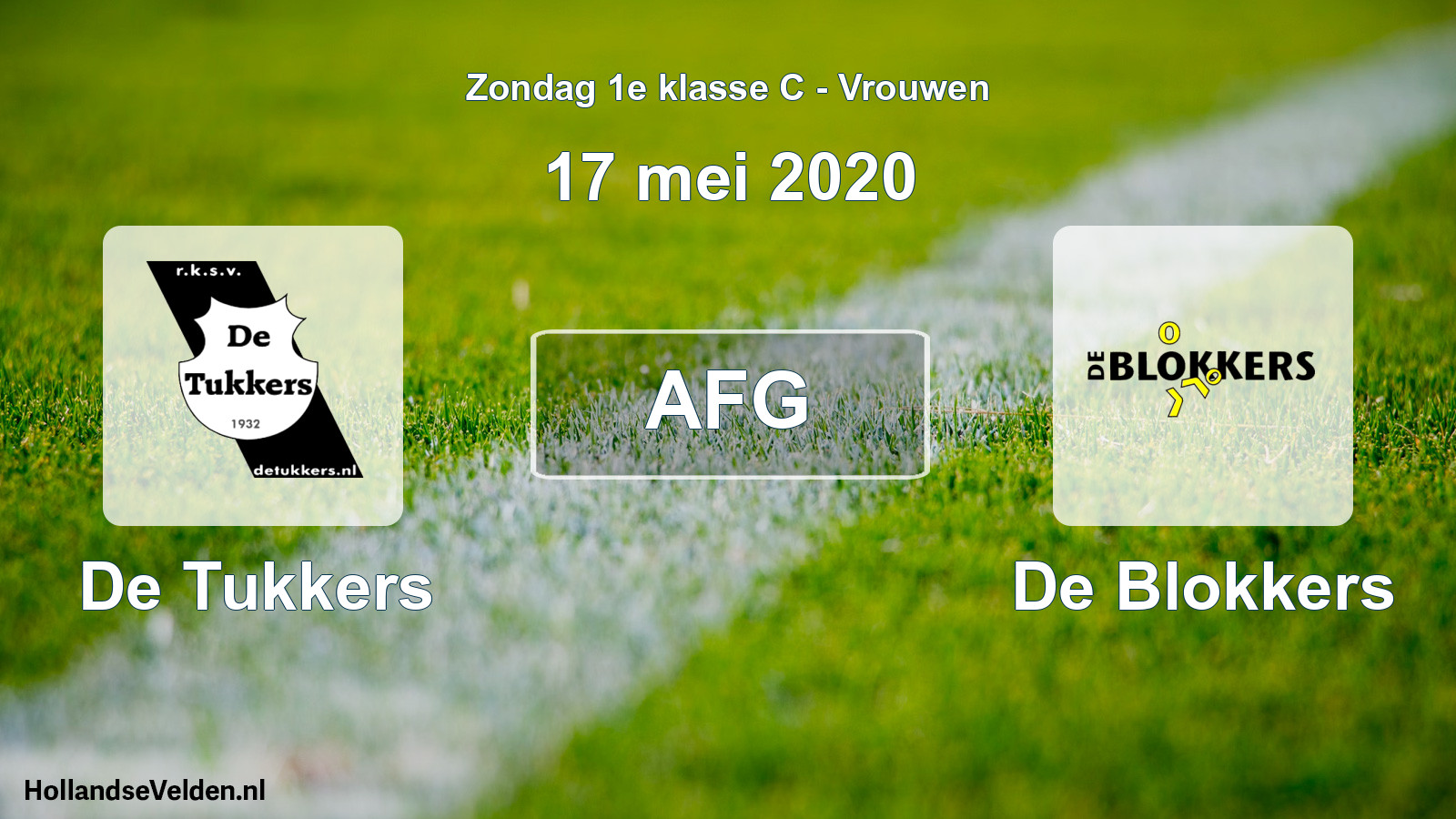 Geplande wedstrijd: De Tukkers - De Blokkers (17 mei 2020)