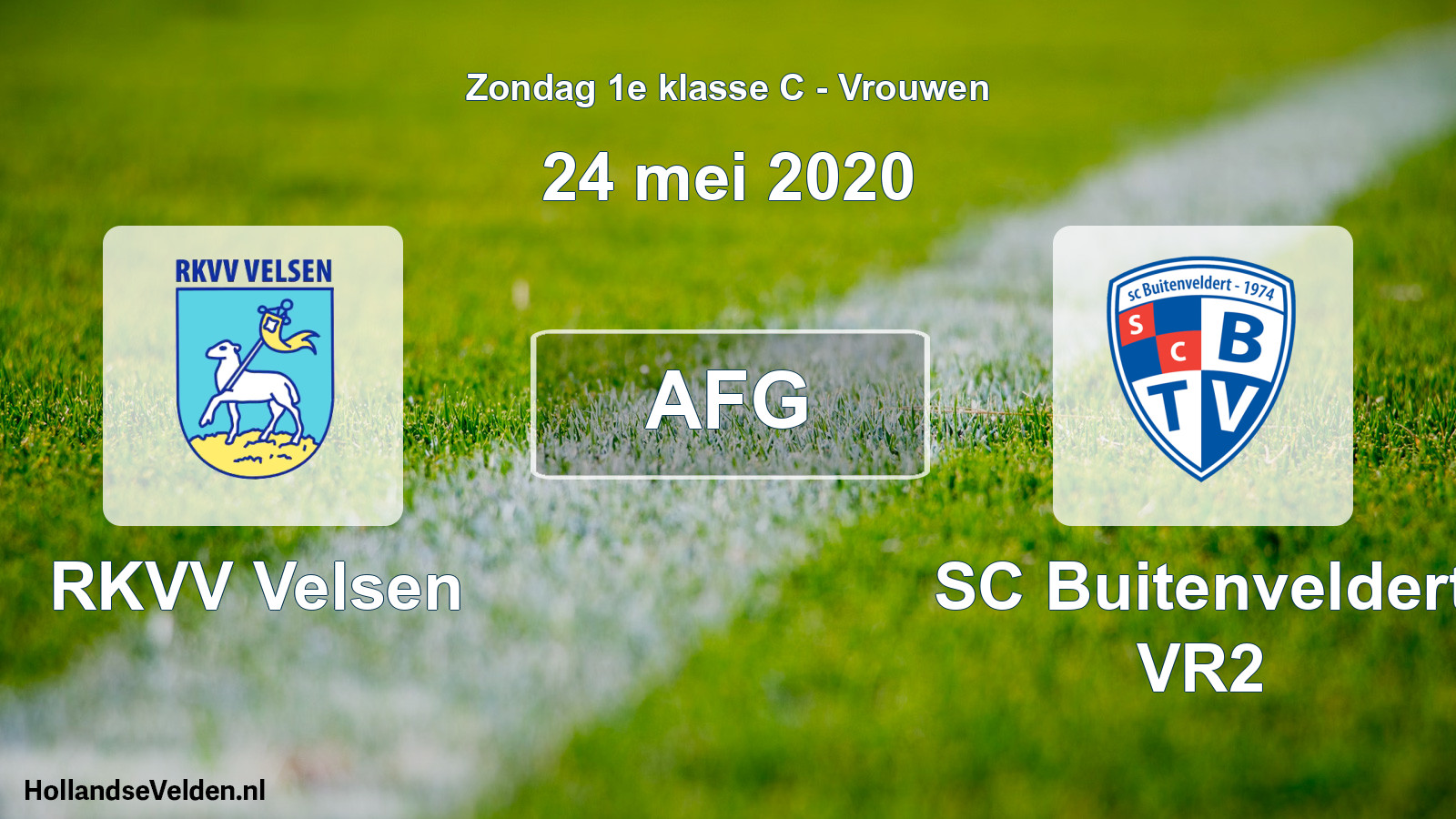 Geplande wedstrijd: RKVV Velsen - SC Buitenveldert VR2 (24 mei 2020)