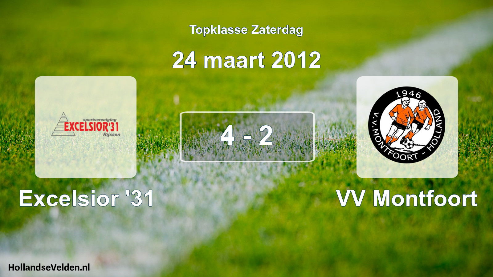 Total number of matches played: Excelsior '31 - VV Montfoort 4 - 2 (24 March 2012)